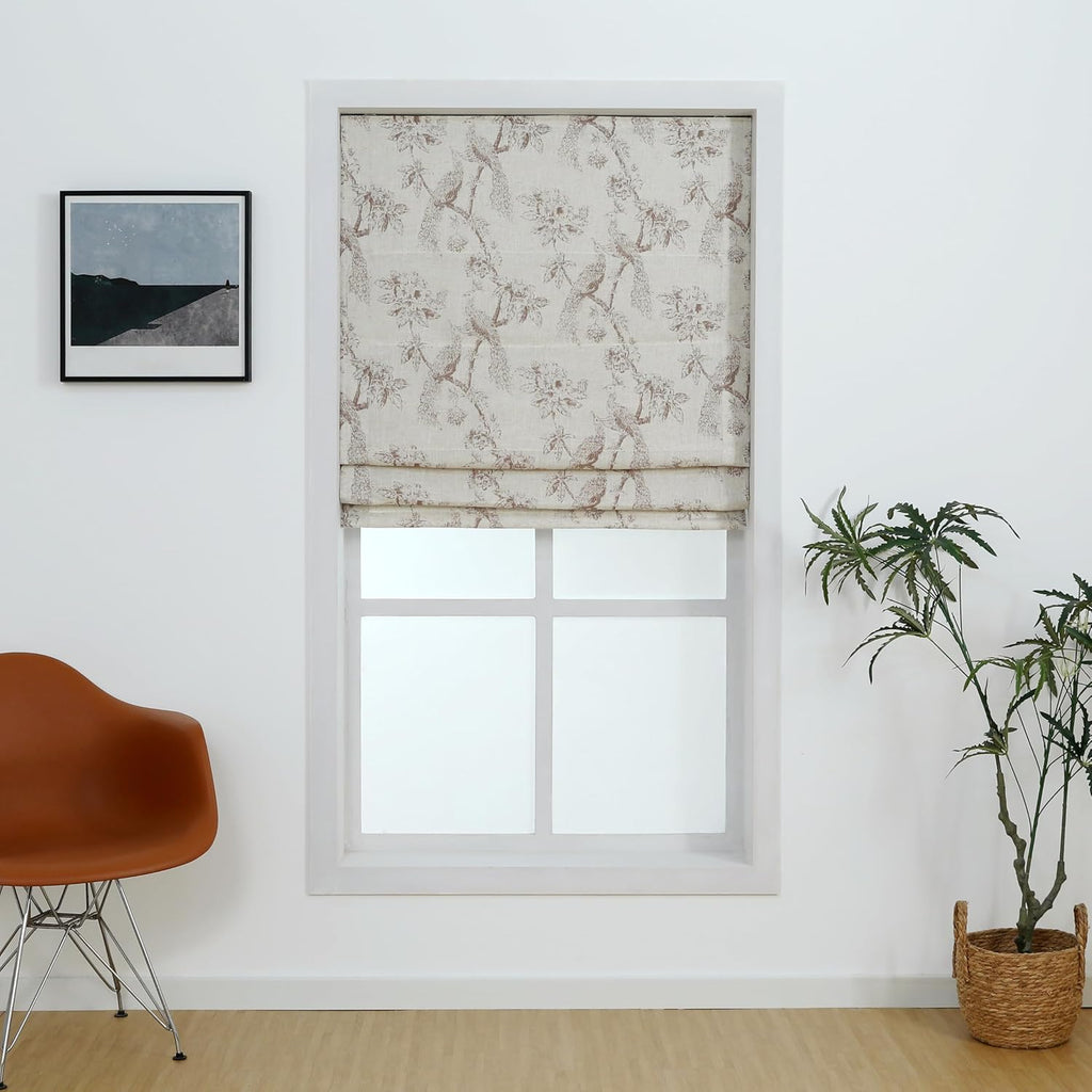 Peacock 100%Blackout Roman Shade Linen Blended