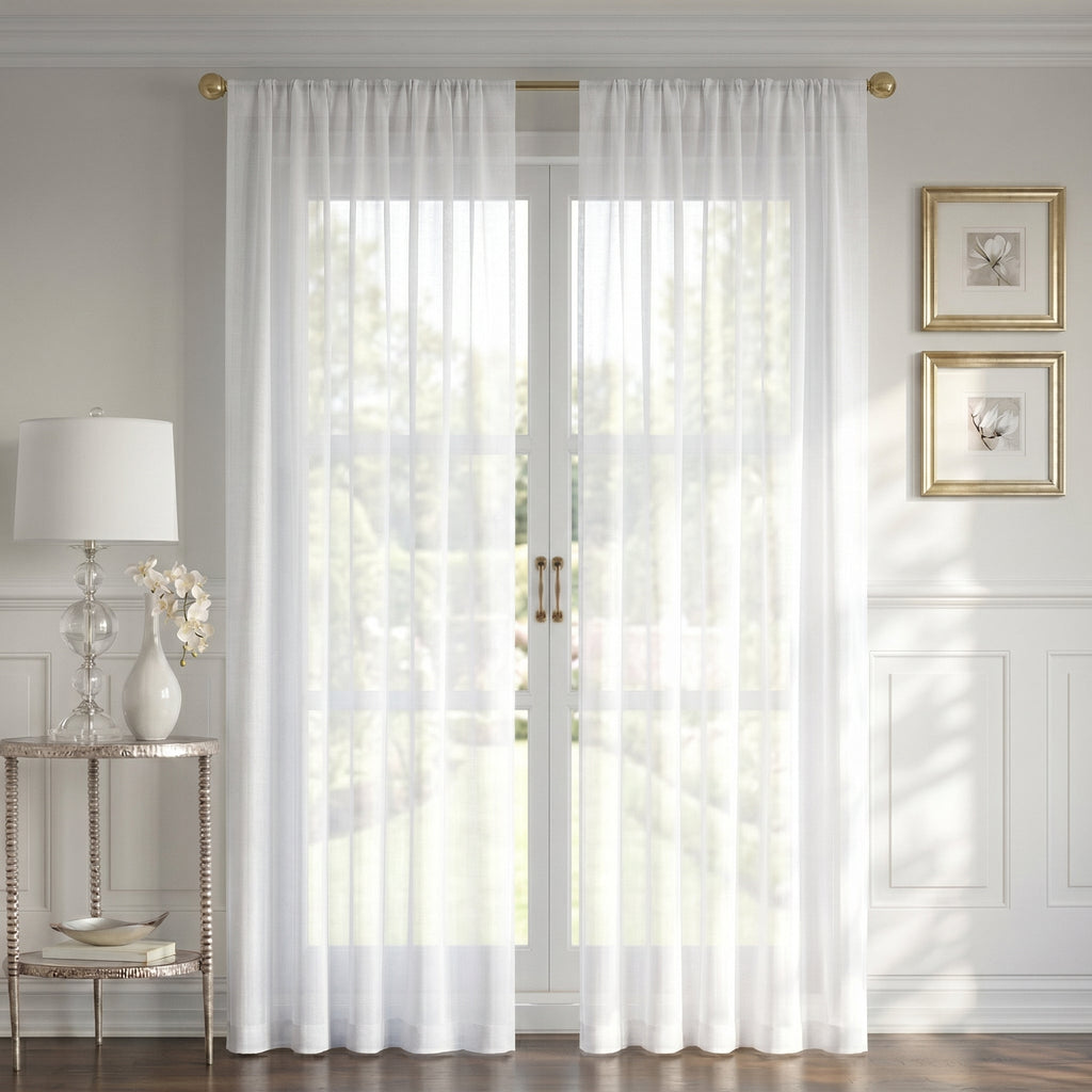Curtains -Sheer Voile Curtains with Jacquard-Style Texture 2 Panels