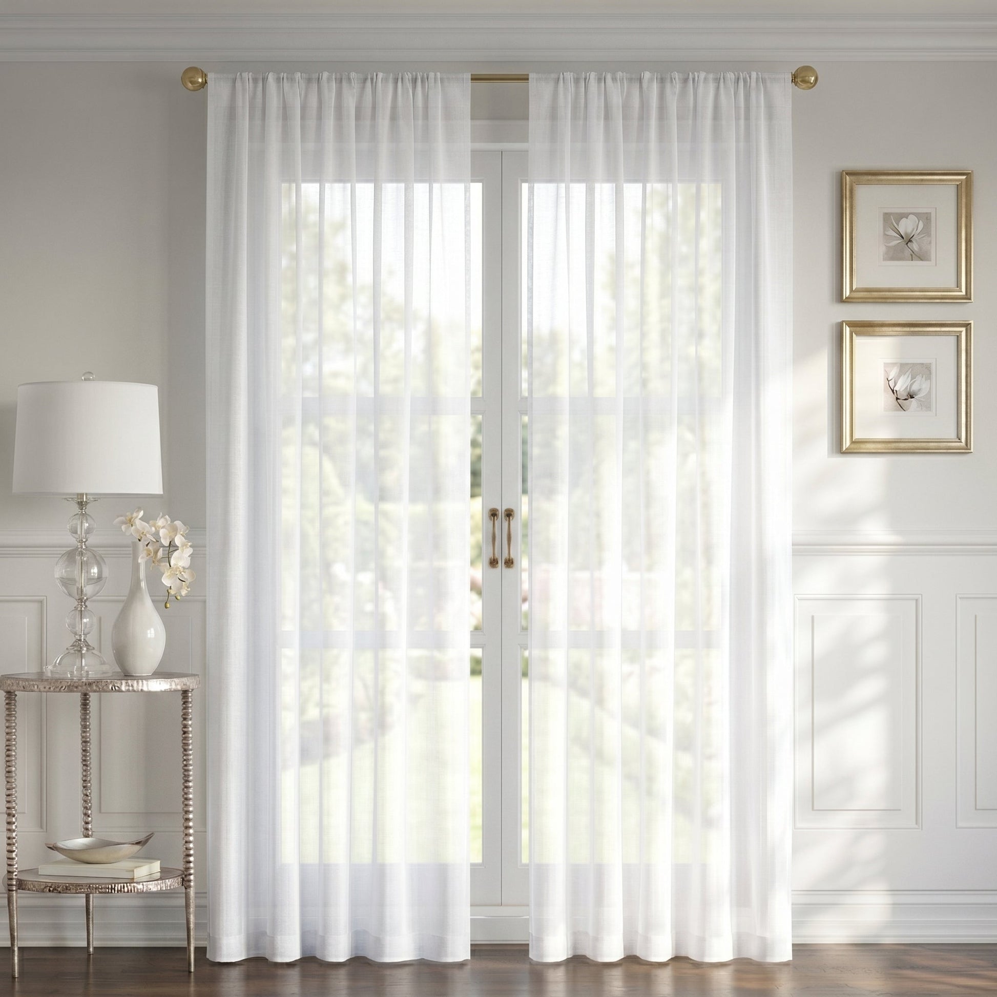 Curtains -Sheer Voile Curtains with Jacquard-Style Texture 2 Panels