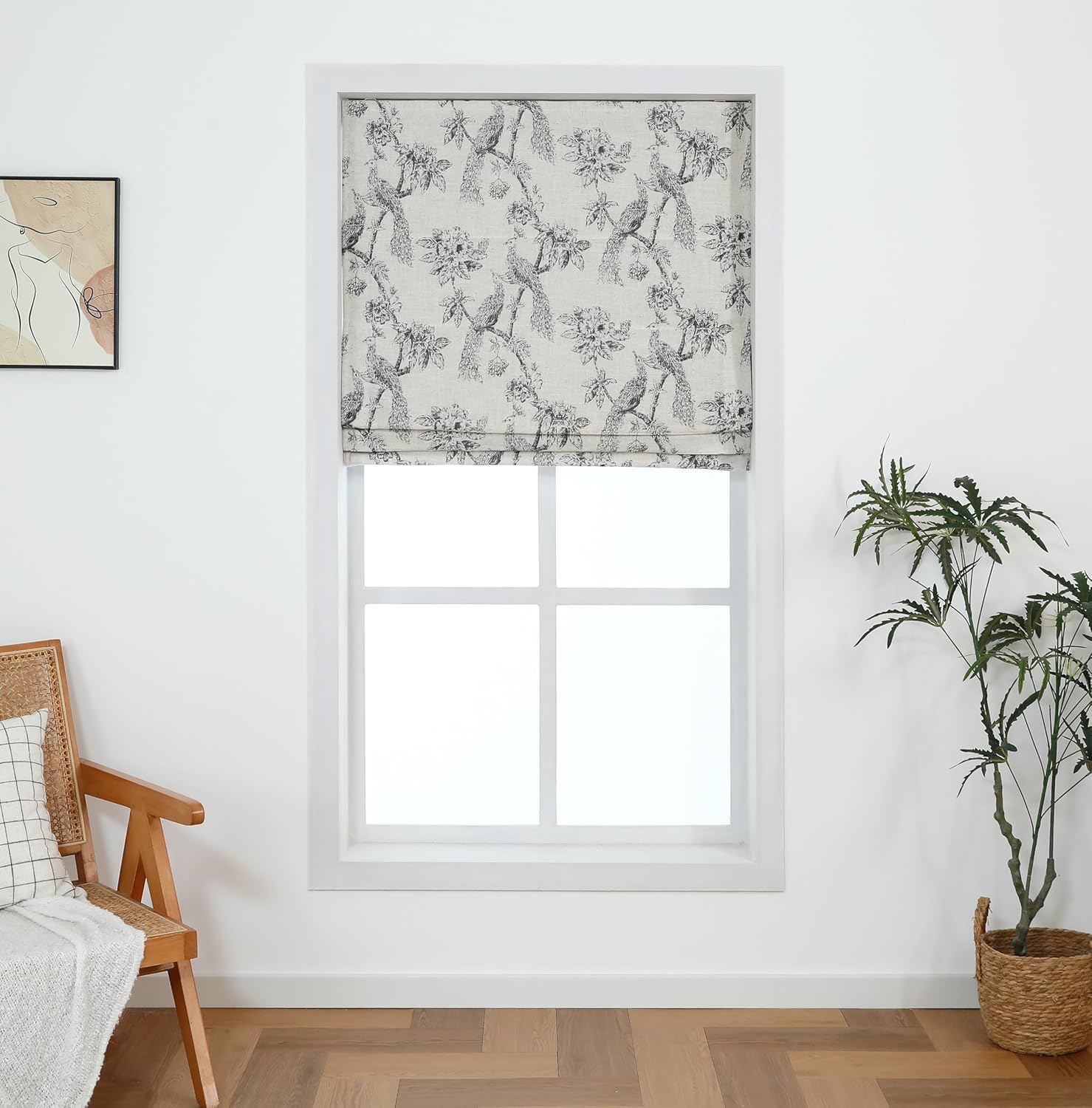 Peacock 100%Blackout Roman Shade Linen Blended
