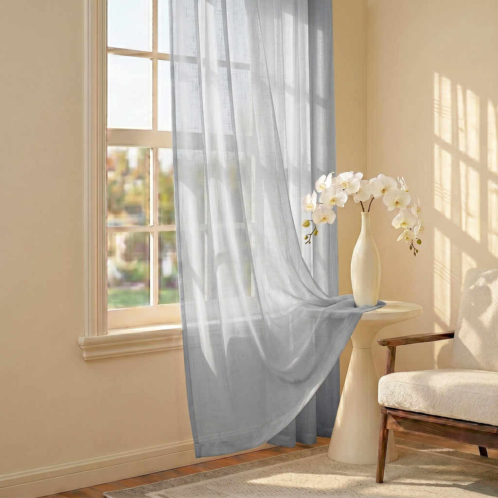 Curtains -Sheer Voile Curtains with Jacquard-Style Texture 2 Panels