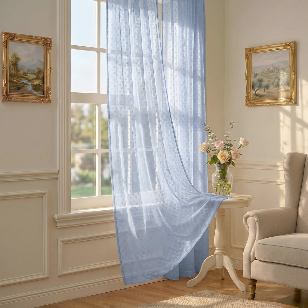 Semi-Sheer Burlap Style Curtains with Graduated Pattern (Linen) 2 Panels