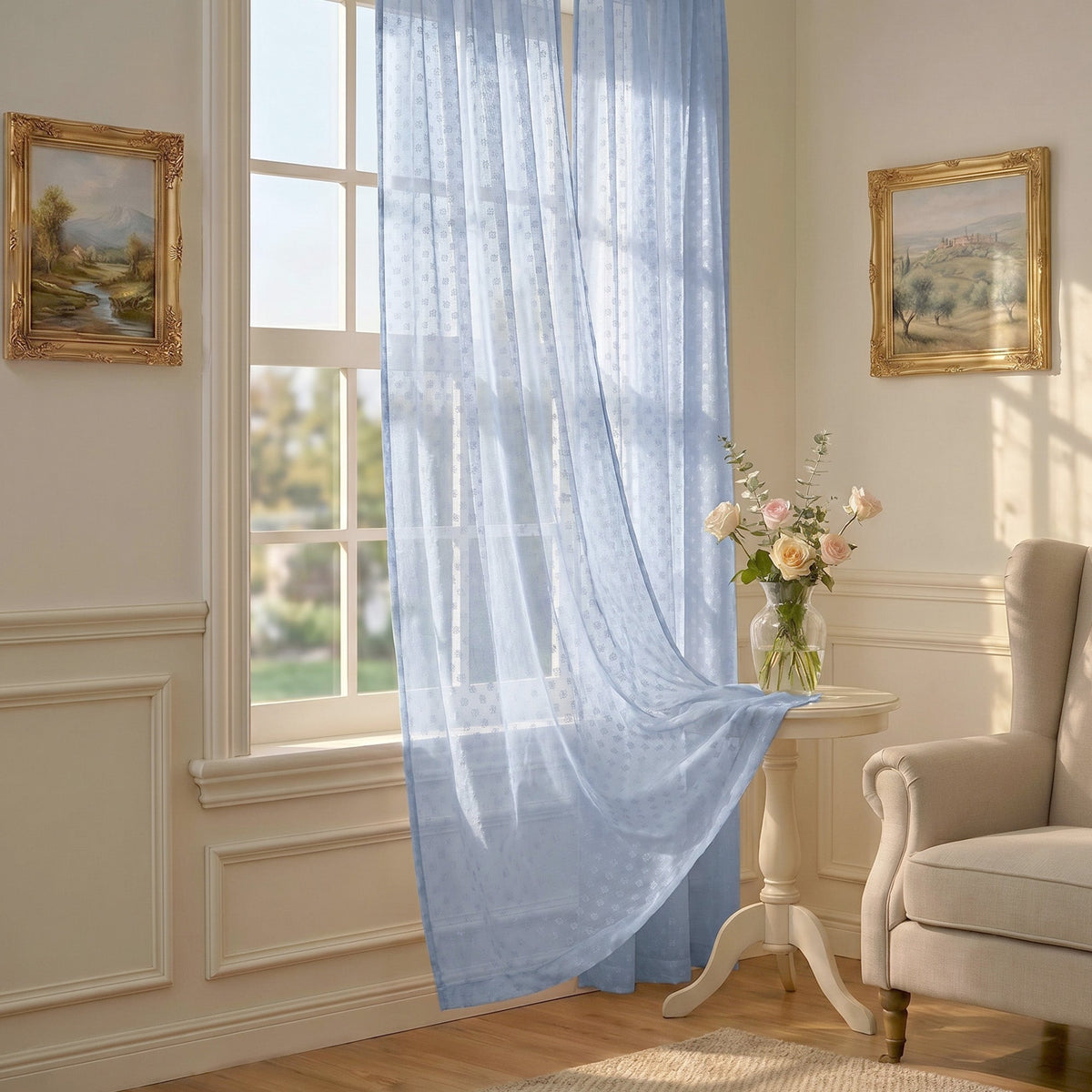 Semi-Sheer Burlap Style Curtains with Graduated Pattern (Linen) 2 Panels