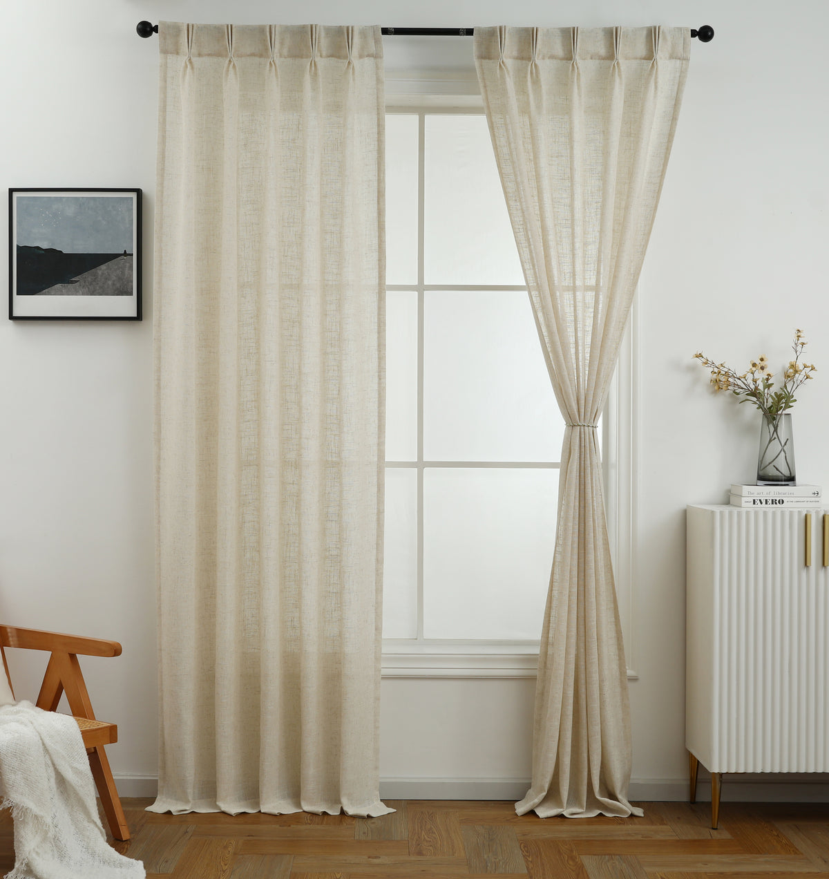 Linen Blend Pinch Pleated Curtain