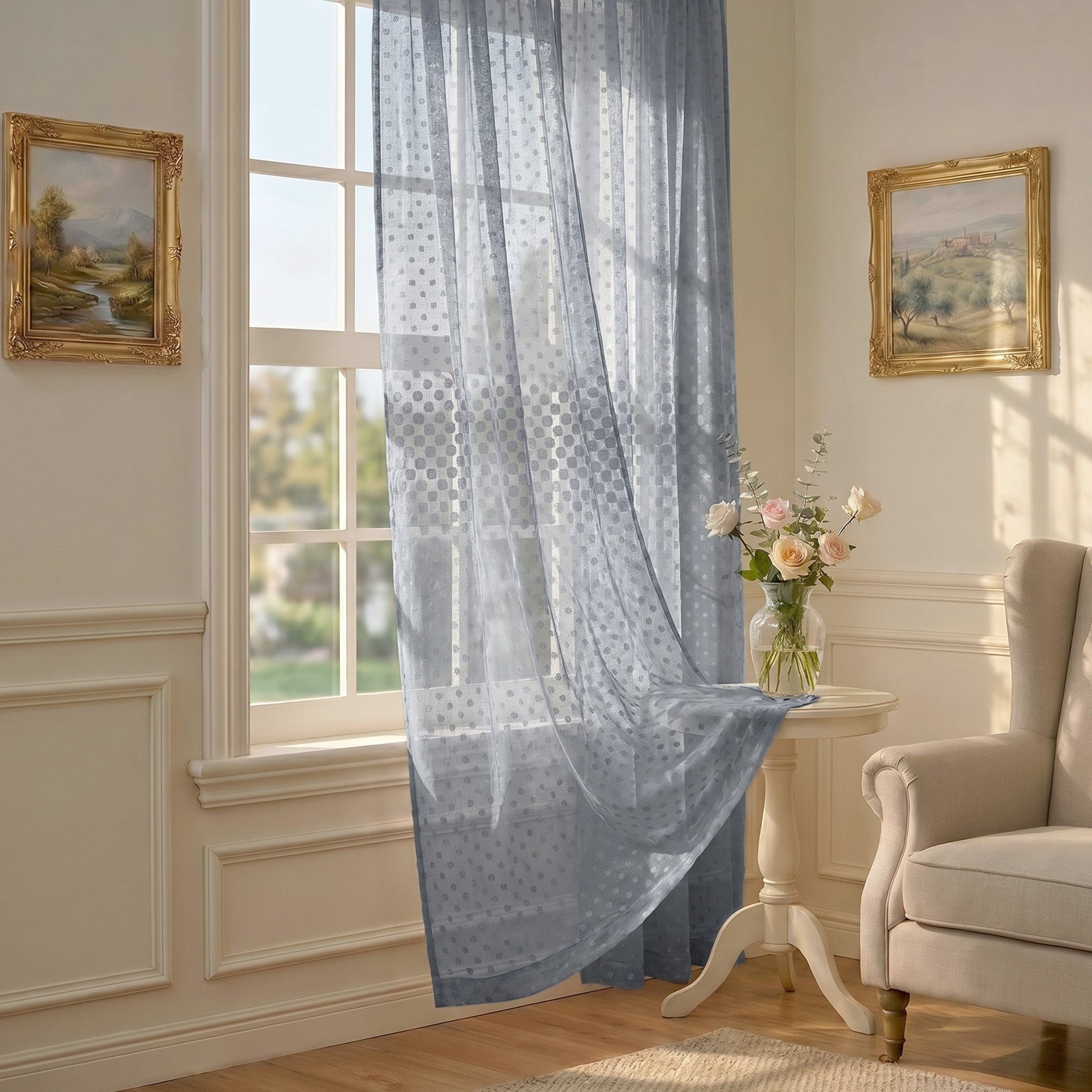 Semi-Sheer Burlap Style Curtains with Graduated Pattern (Linen) 2 Panels