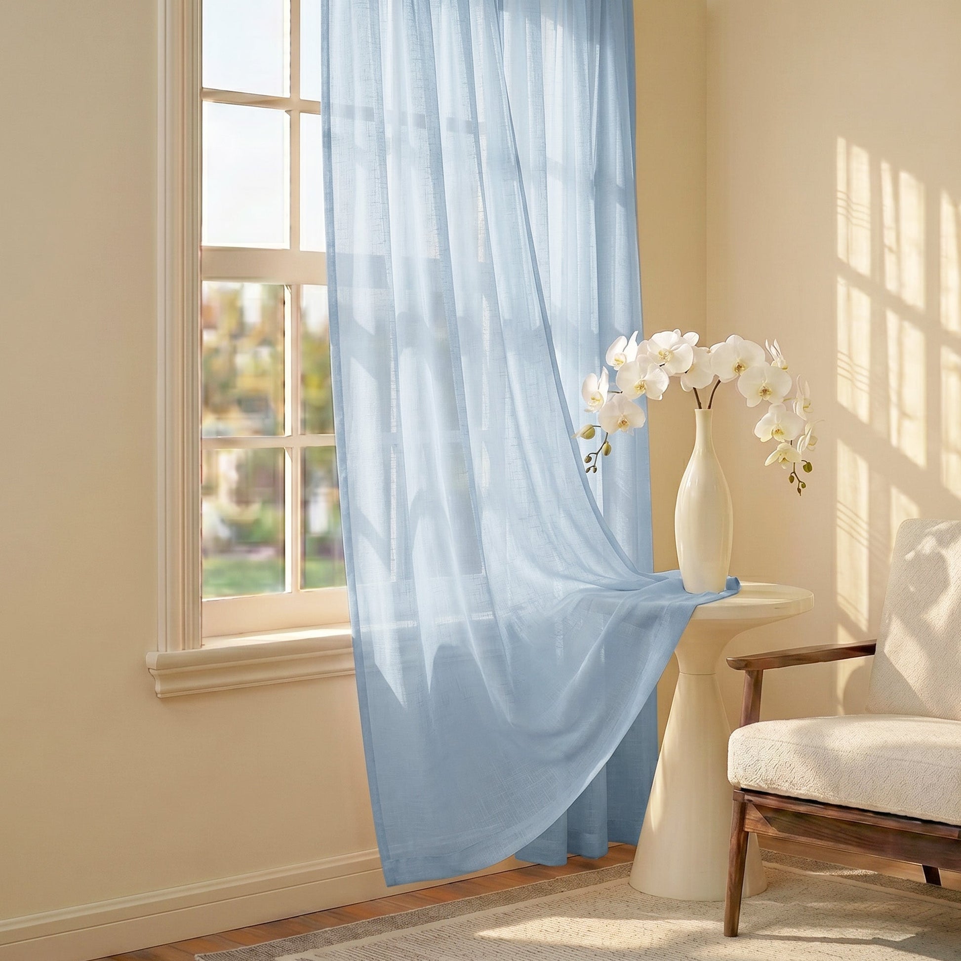 Curtains -Sheer Voile Curtains with Jacquard-Style Texture 2 Panels