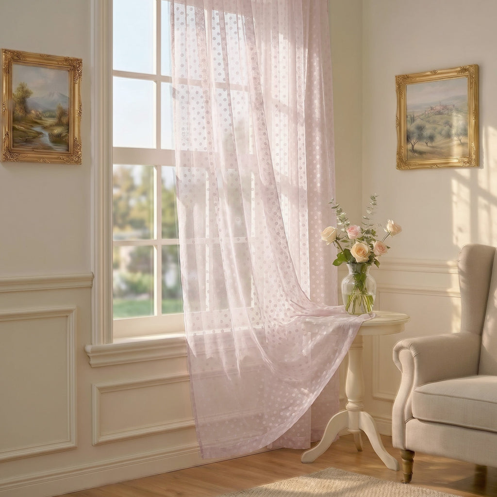 Semi-Sheer Burlap Style Curtains with Graduated Pattern (Linen) 2 Panels
