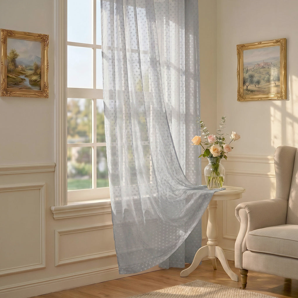 Semi-Sheer Burlap Style Curtains with Graduated Pattern (Linen) 2 Panels