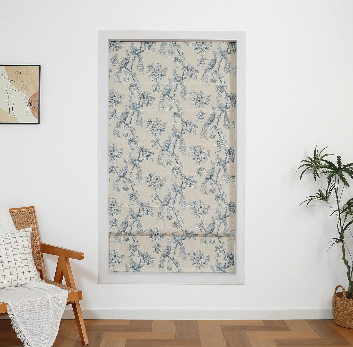 Peacock 100%Blackout Roman Shade Linen Blended