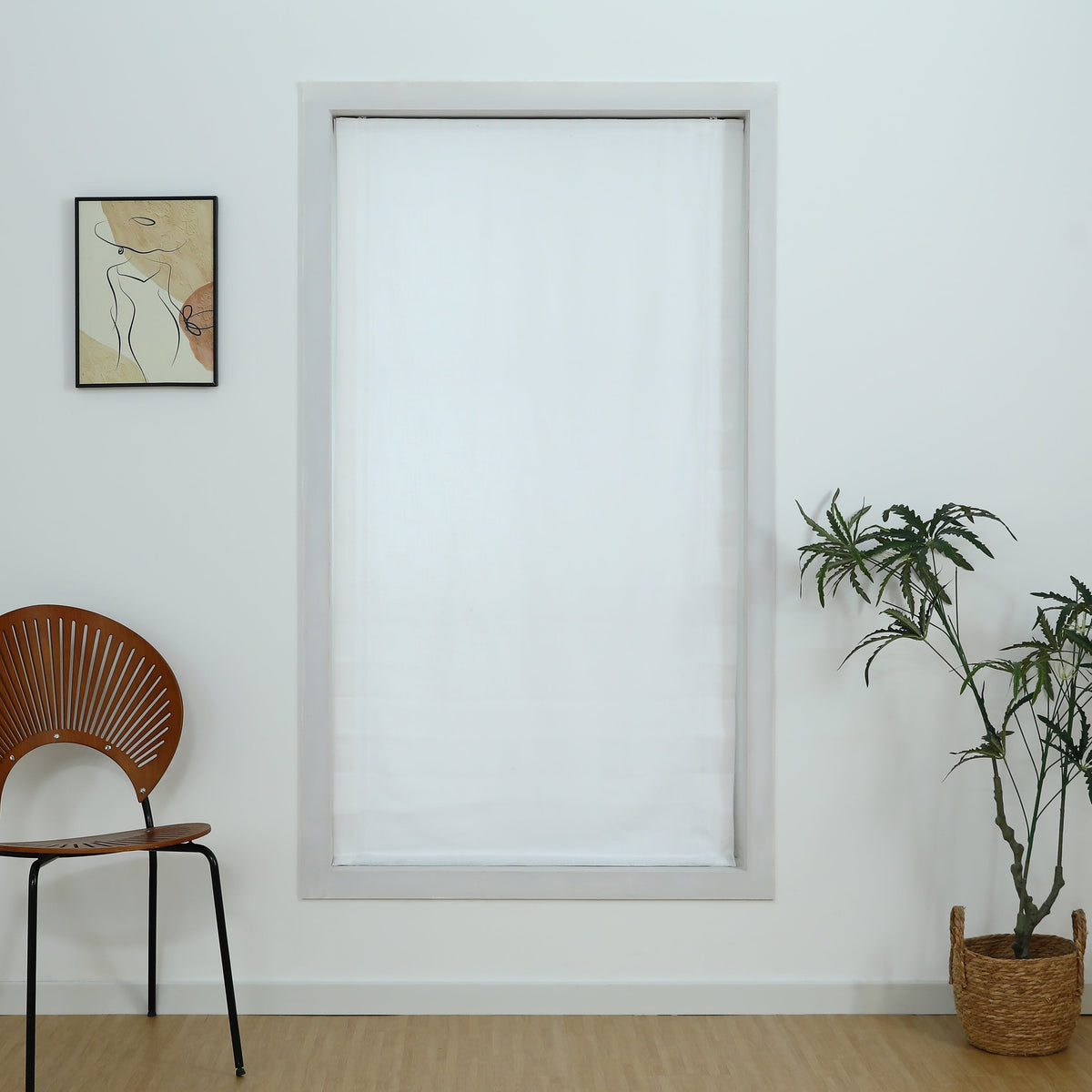 Linen Relaxed Roman Shade with Soft Curve