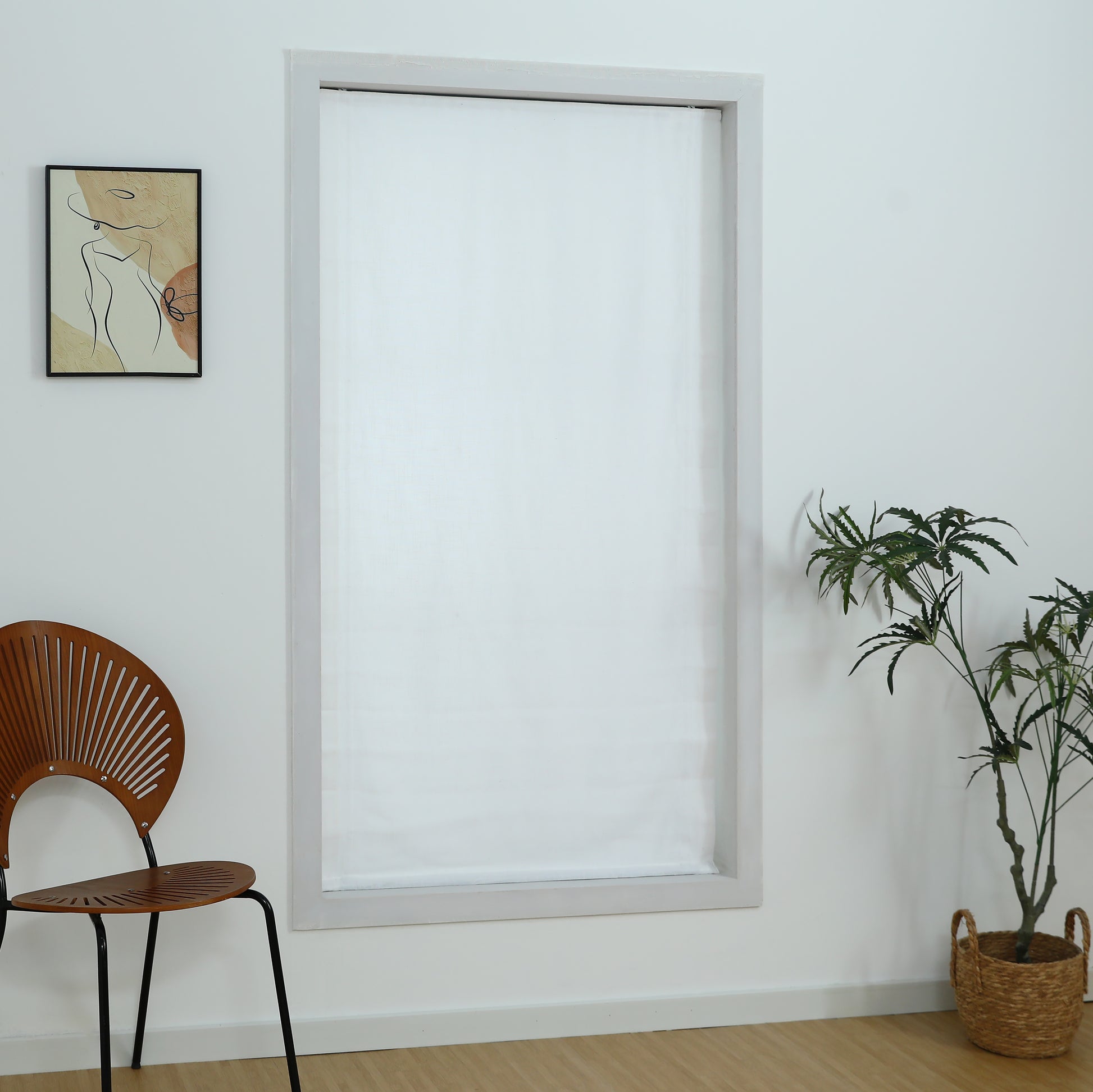 Linen Relaxed Roman Shade with Soft Curve