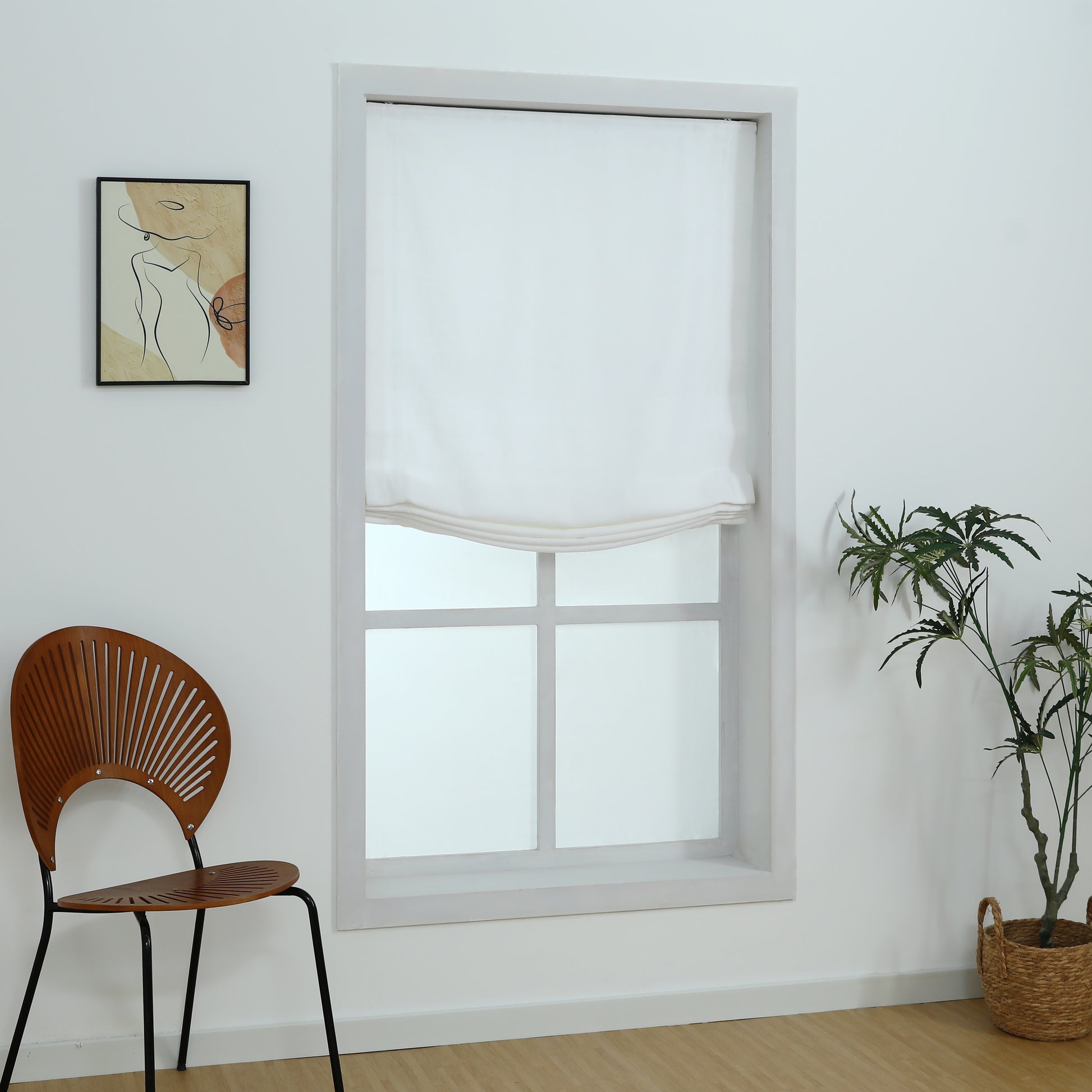 Linen Relaxed Roman Shade with Soft Curve