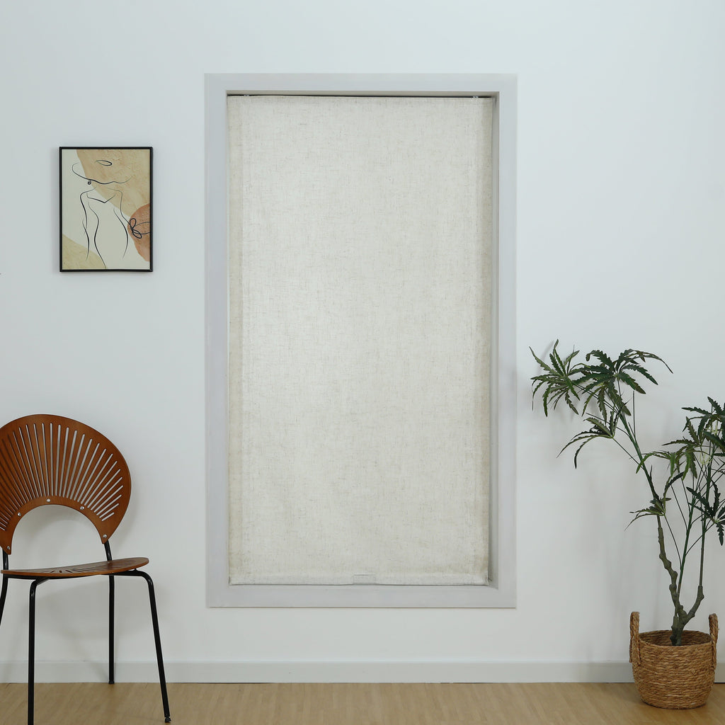 Linen Relaxed Roman Shade with Soft Curve