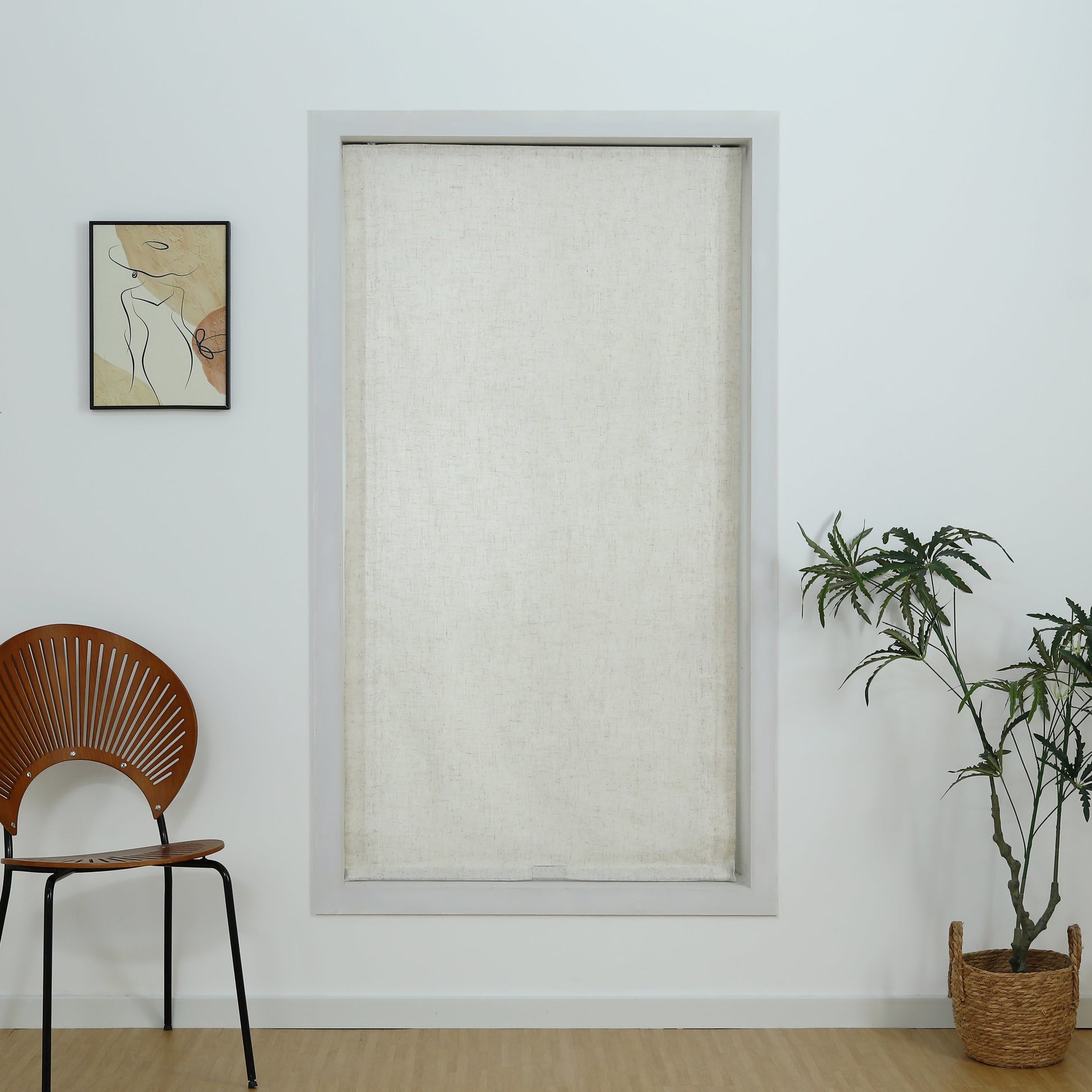 Linen Relaxed Roman Shade with Soft Curve