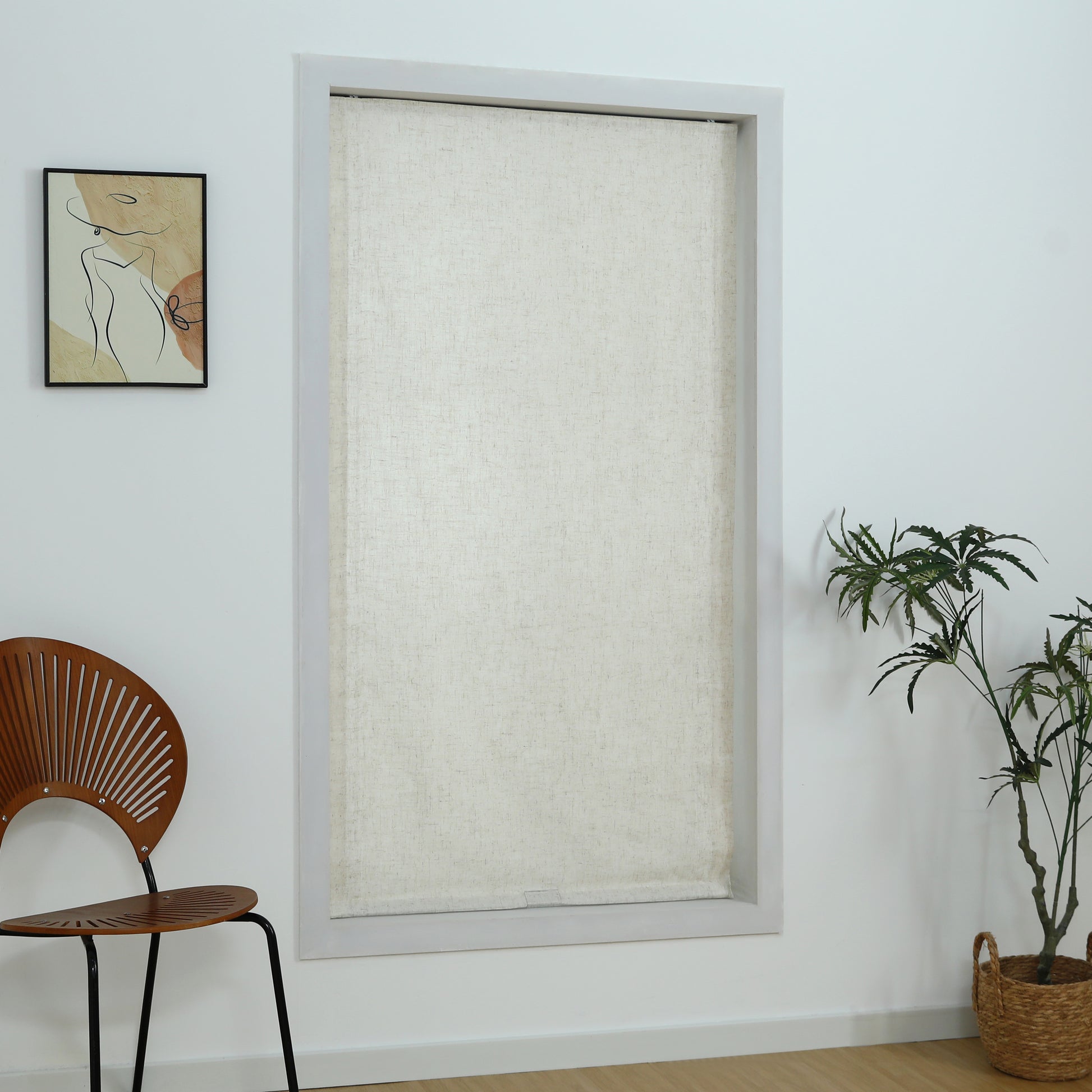 Linen Relaxed Roman Shade with Soft Curve