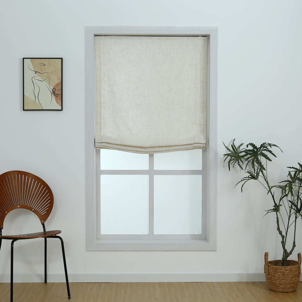 Linen Relaxed Roman Shade with Soft Curve