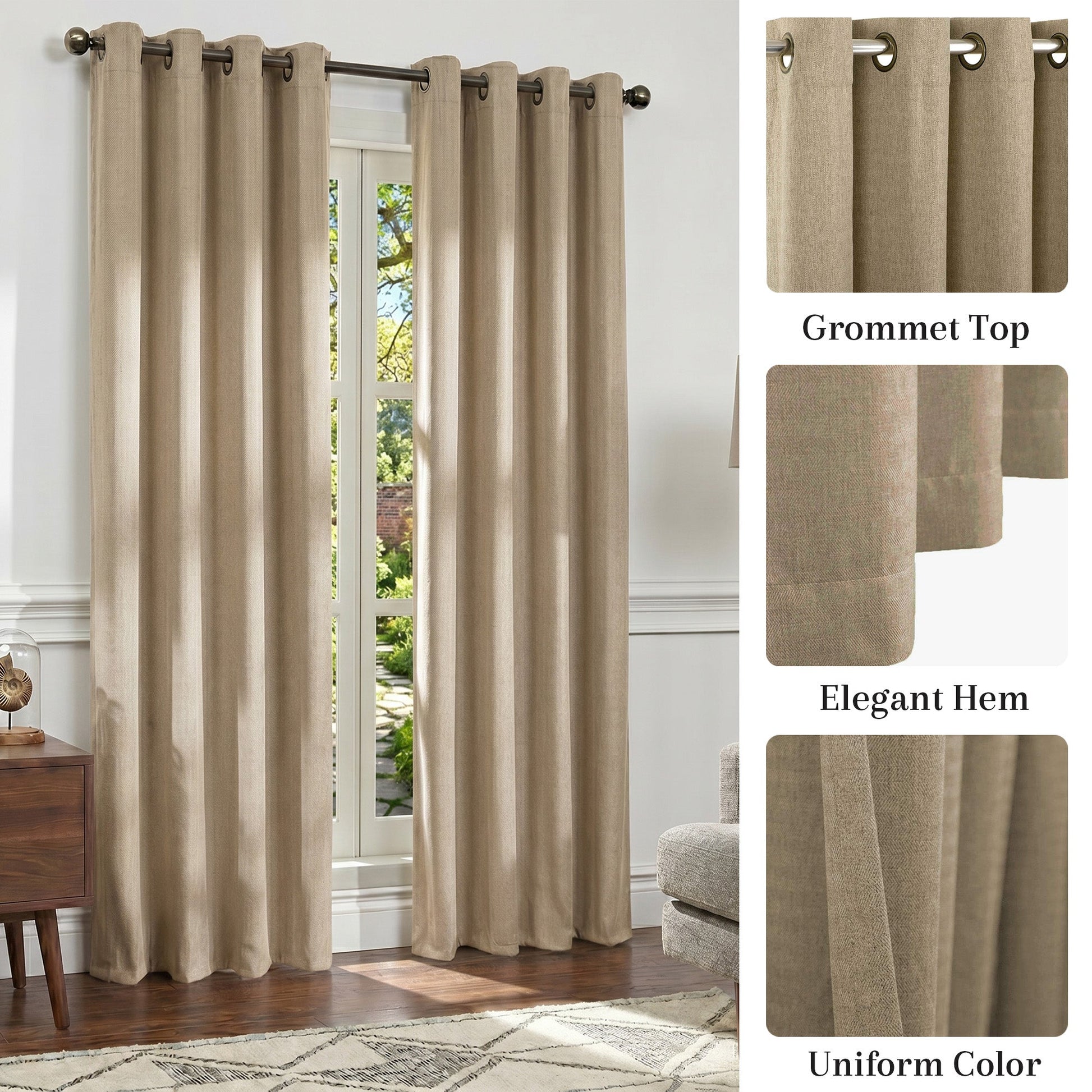 Curtains - Premium Soft Curtain with Cashmere Feel 2 Panels