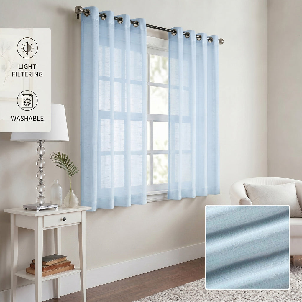 Curtains -Sheer Voile Curtains with Jacquard-Style Texture 2 Panels