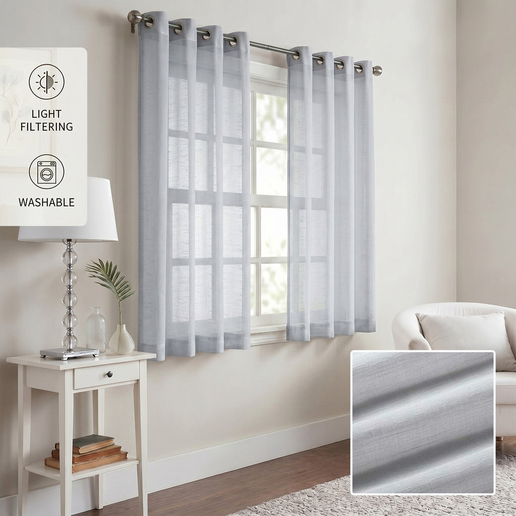 Curtains -Sheer Voile Curtains with Jacquard-Style Texture 2 Panels