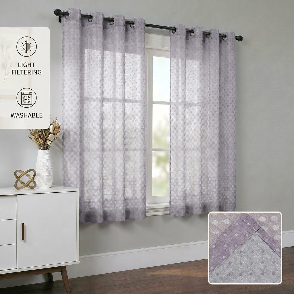 Semi-Sheer Burlap Style Curtains with Graduated Pattern (Linen) 2 Panels