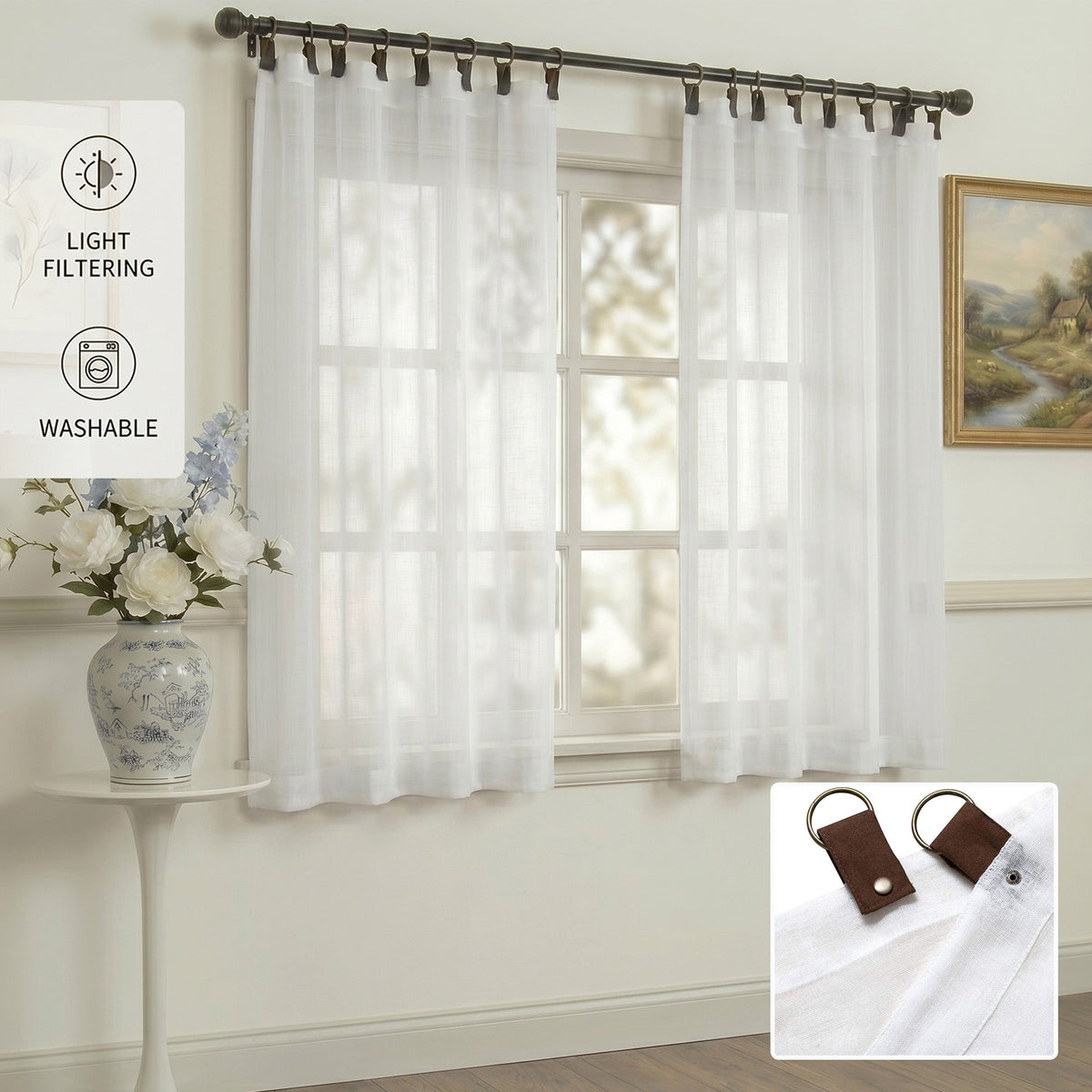Drapes- Semi-Sheer Curtains (French Style) 2 Panels