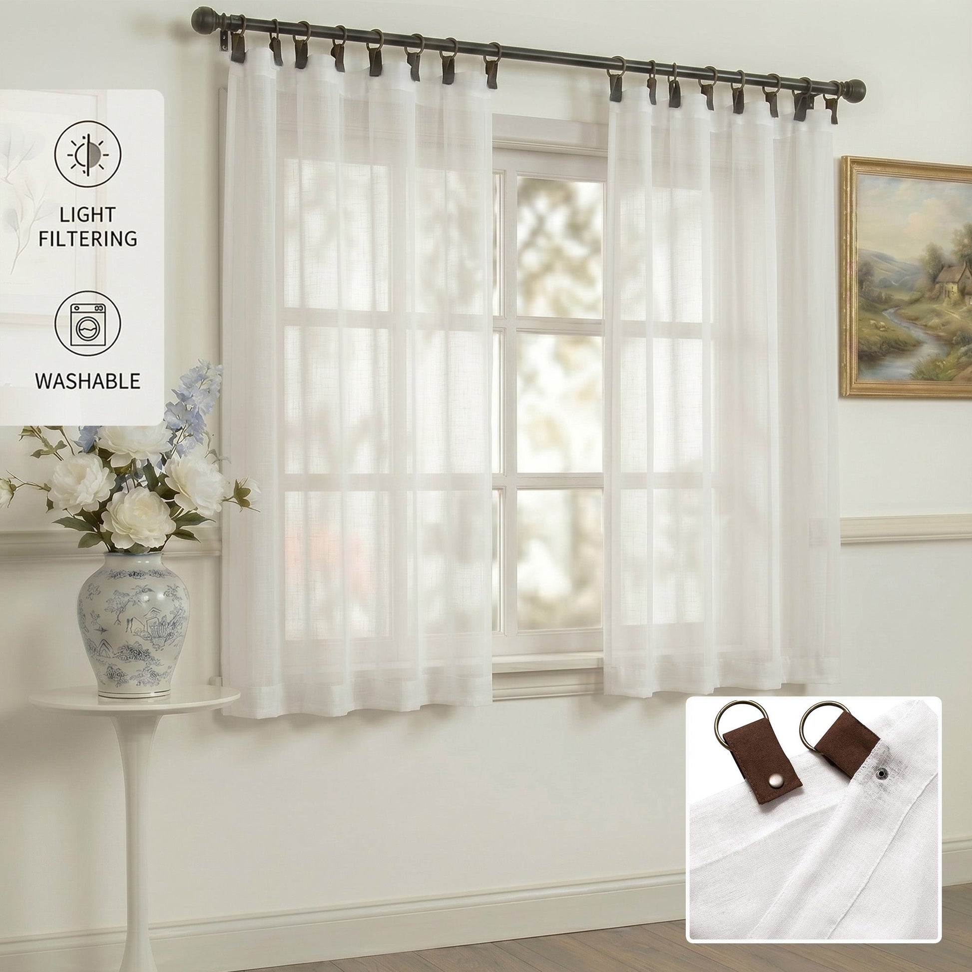Drapes- Semi-Sheer Curtains (French Style) 2 Panels