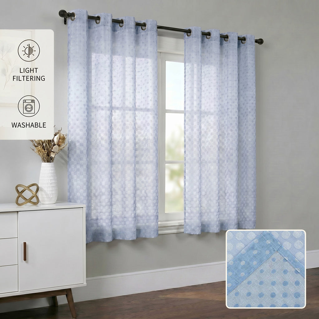 Semi-Sheer Burlap Style Curtains with Graduated Pattern (Linen) 2 Panels