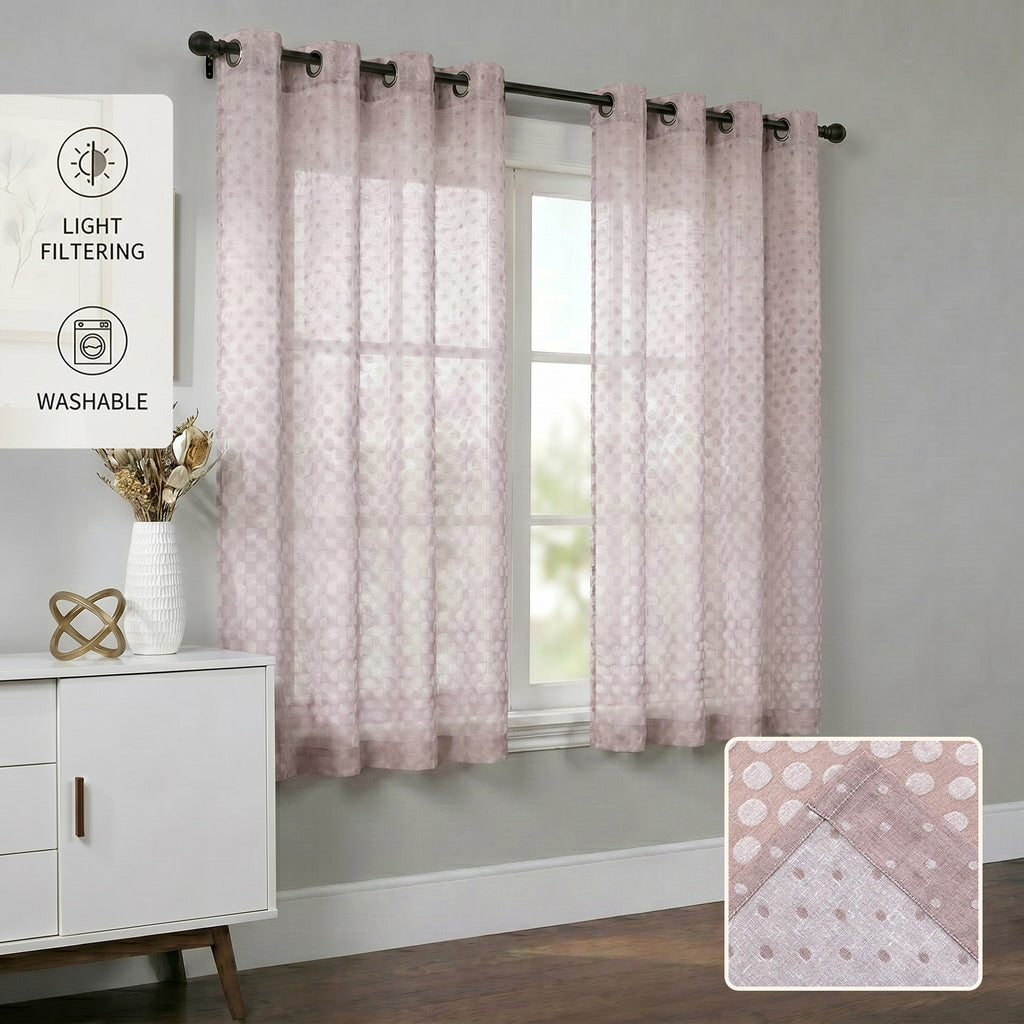 Semi-Sheer Burlap Style Curtains with Graduated Pattern (Linen) 2 Panels