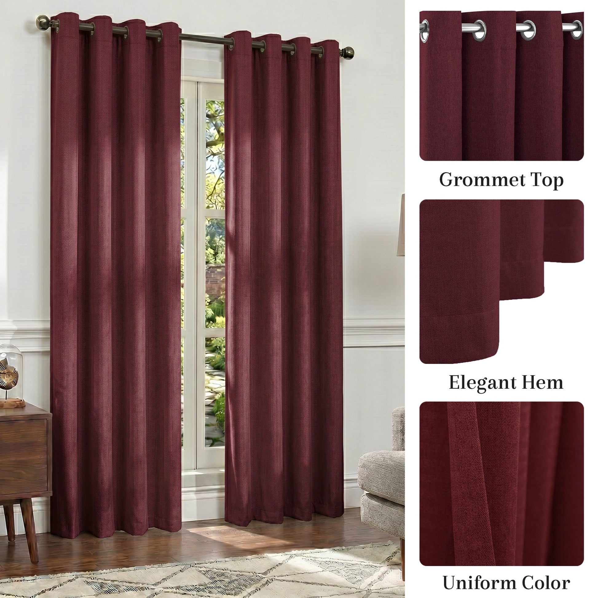 Curtains - Premium Soft Curtain with Cashmere Feel 2 Panels