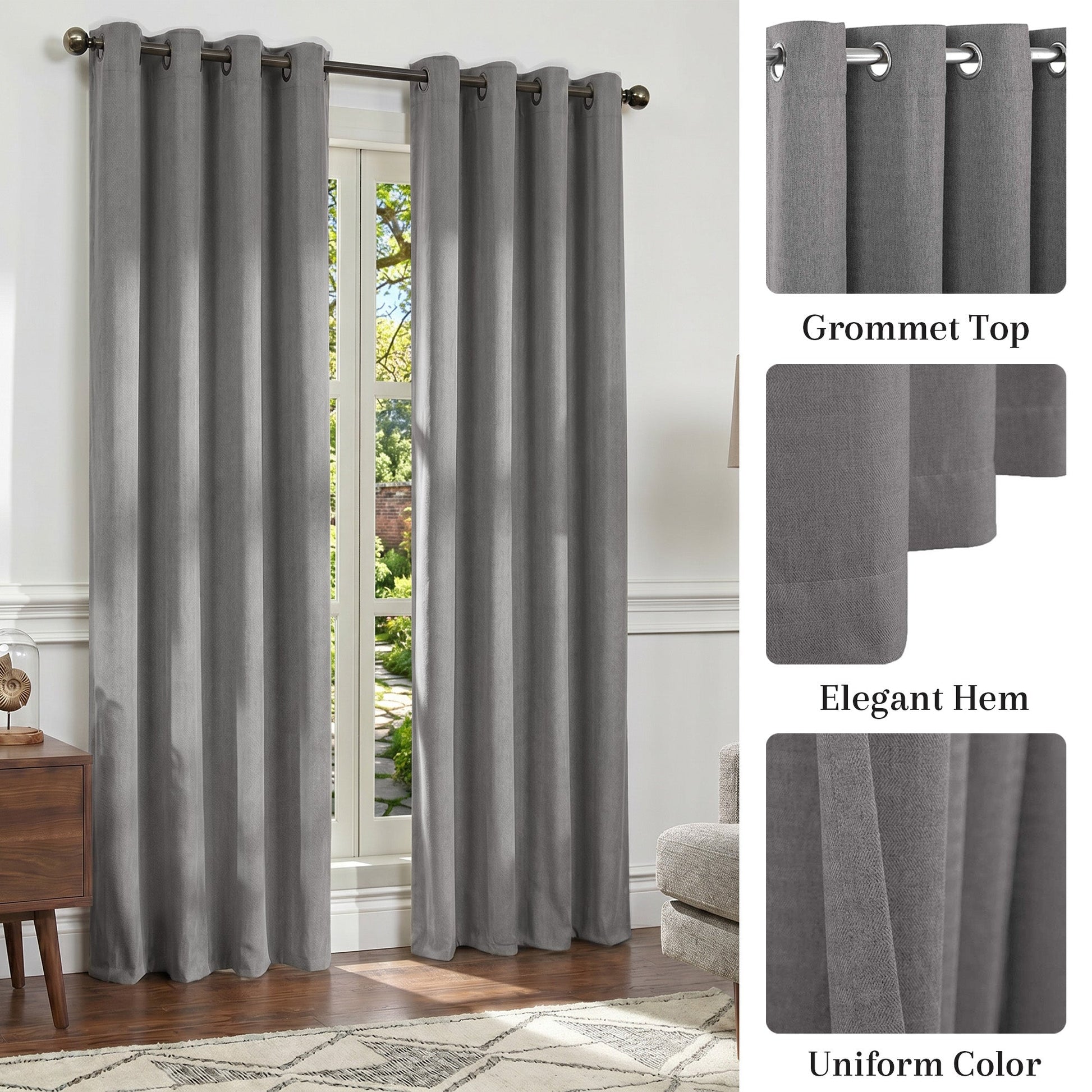 Curtains - Premium Soft Curtain with Cashmere Feel 2 Panels