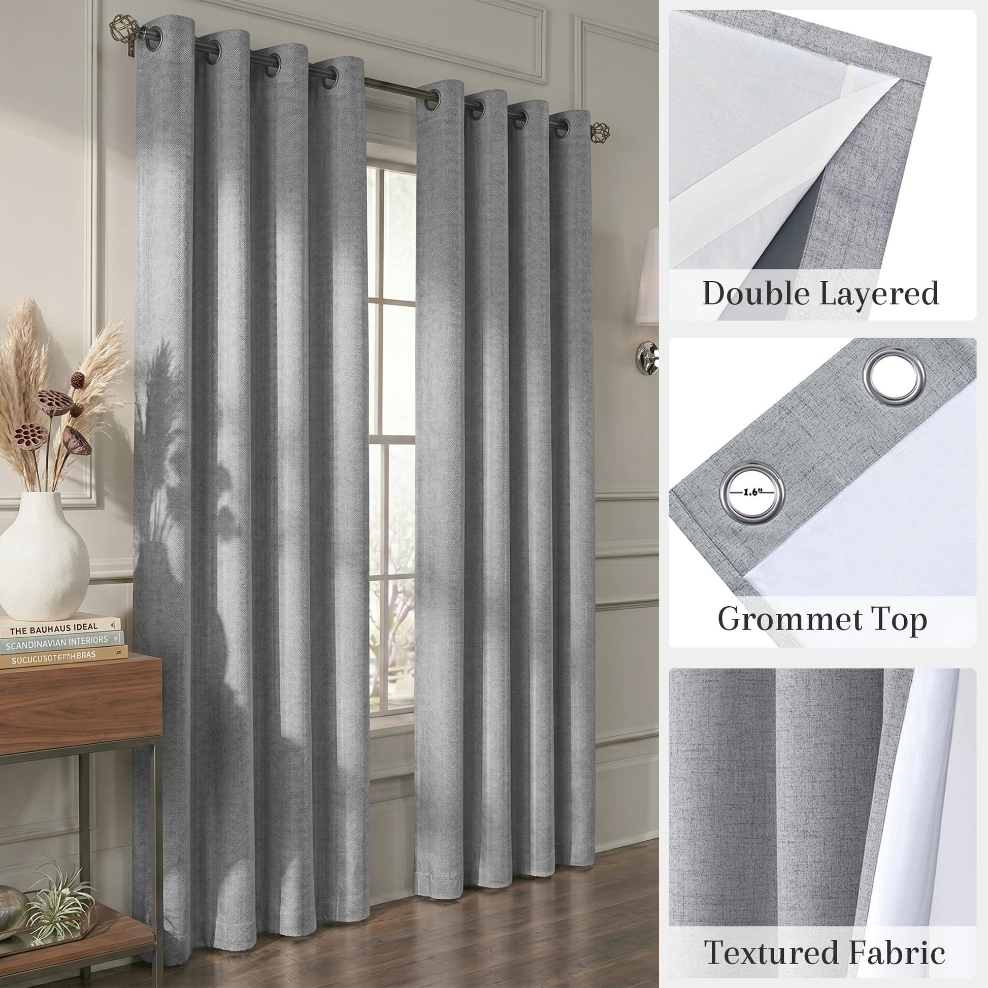 Blackout Curtains - Blackout Fabric with Thermal Lining 2 Panels