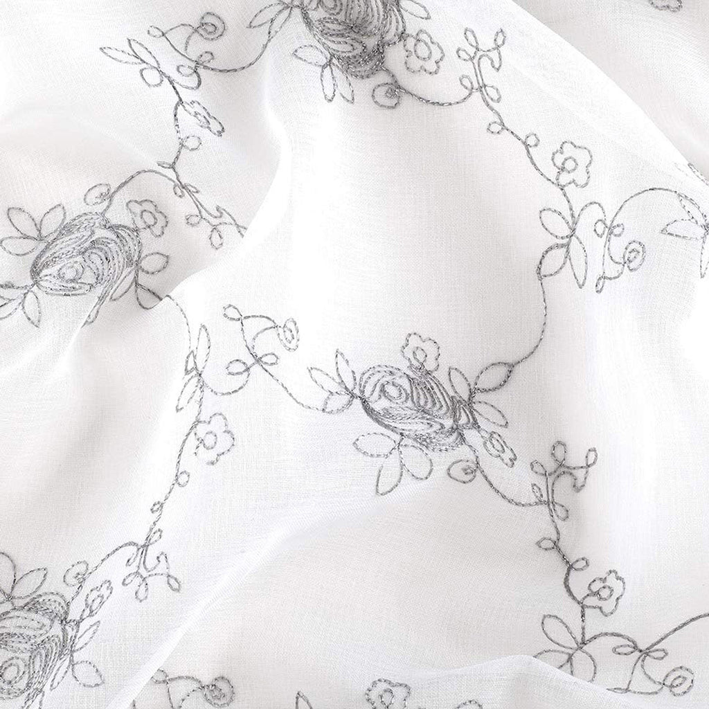 Drapes - Sheer Curtains (Floral Rose Embroidery) 2 Panels