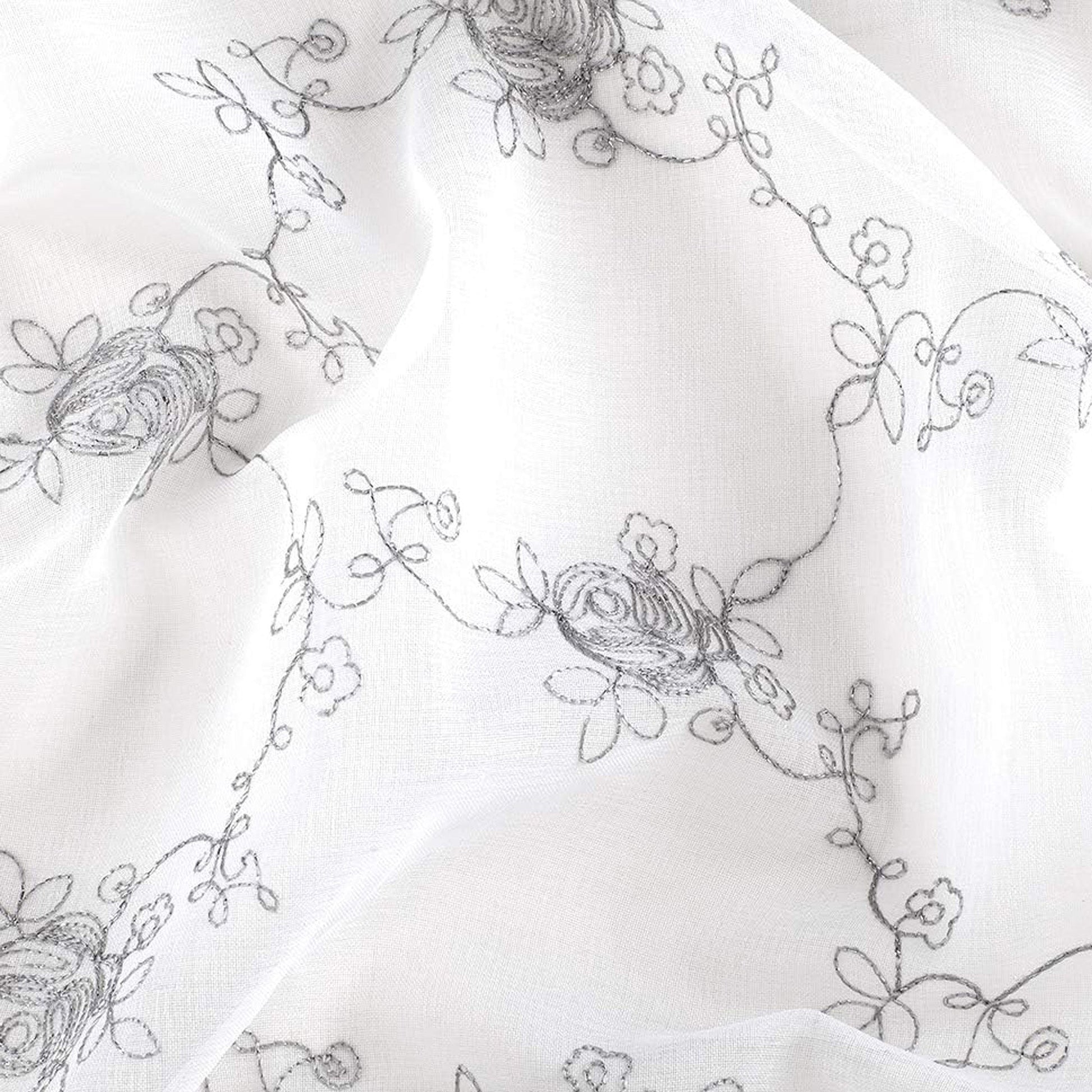 Drapes - Sheer Curtains (Floral Rose Embroidery) 2 Panels