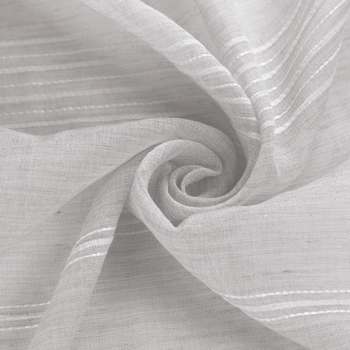 Chenille Stripe Textured Sheer Voile Curtains with Grommet Top 2 Panels