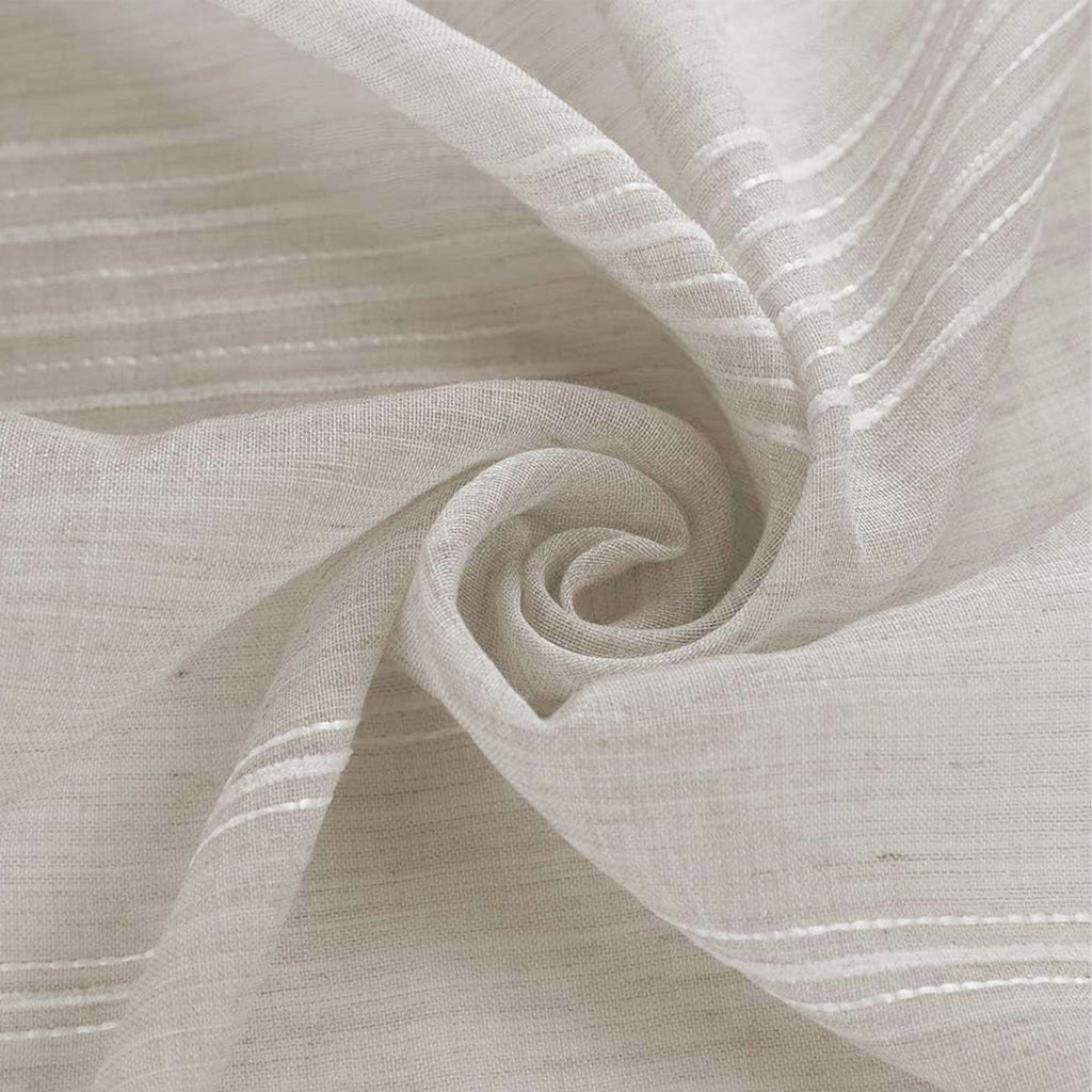 Chenille Stripe Textured Sheer Voile Curtains with Grommet Top 2 Panels