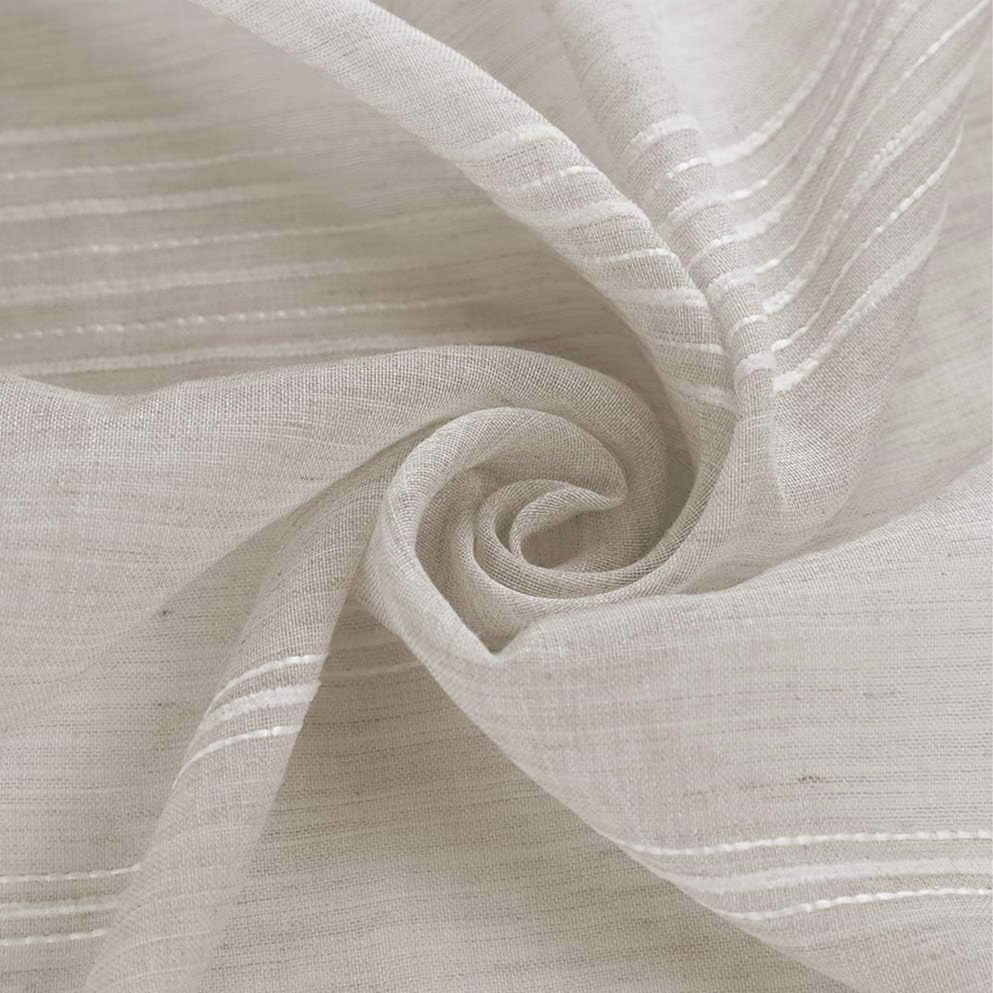 Chenille Stripe Textured Sheer Voile Curtains with Grommet Top 2 Panels