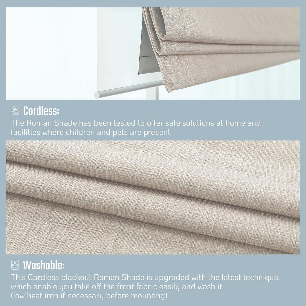 Roman Shades - Monet Dual Layered Blackout and Light Filtering with Woven Fabric