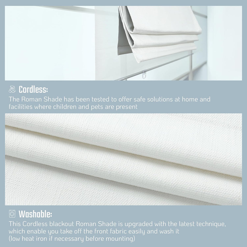 Roman Shades - Monet Dual Layered Blackout and Light Filtering with Woven Fabric