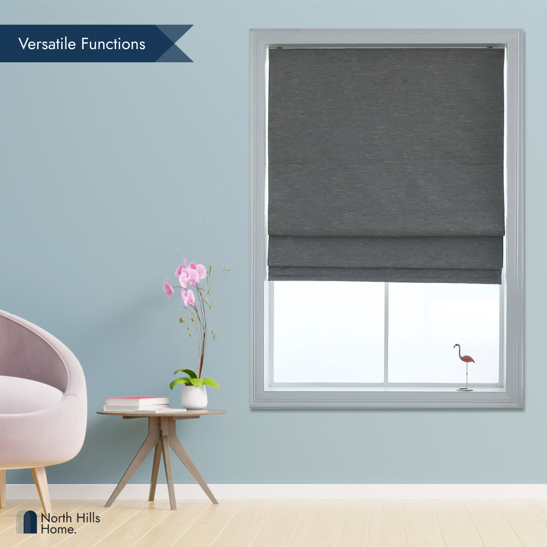 Belmar Washable Cordless Roman Shades,Double Tone Color Jacquard Textured Woven