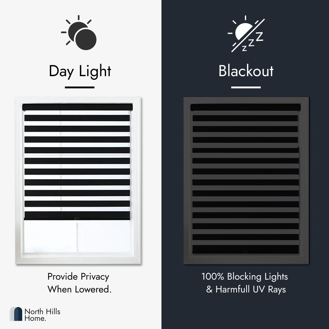 Zebra Shade Cordless, Dual Mode, Lets Light in and Blocks Light out