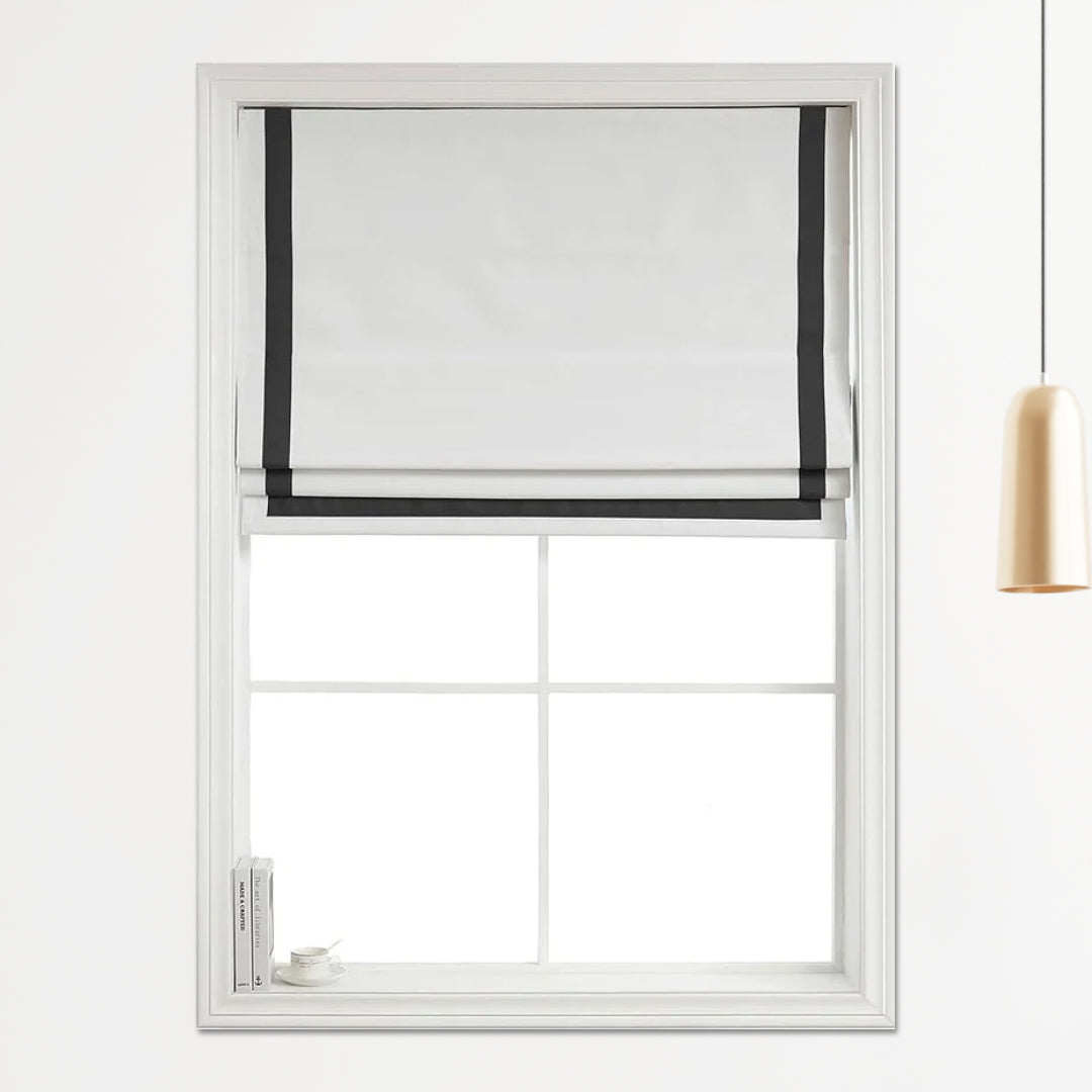 Polyester Greenwich 100% Blackout Roman Shade with Ribbon Border