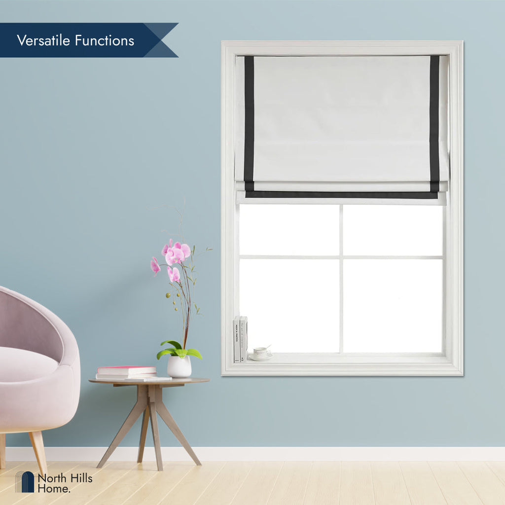 Polyester Greenwich 100% Blackout Roman Shade with Ribbon Border