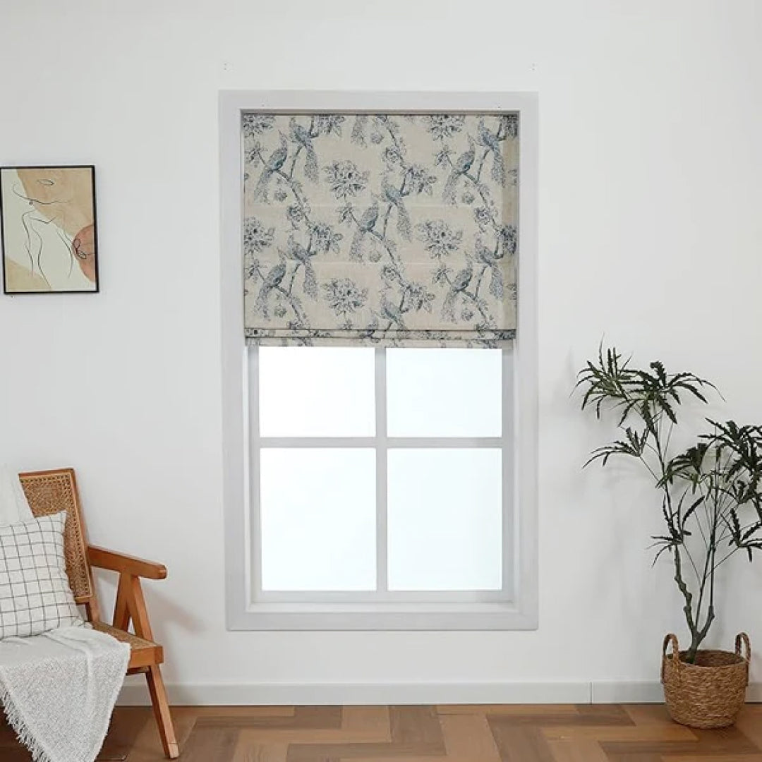 Peacock 100%Blackout Roman Shade Linen Blended