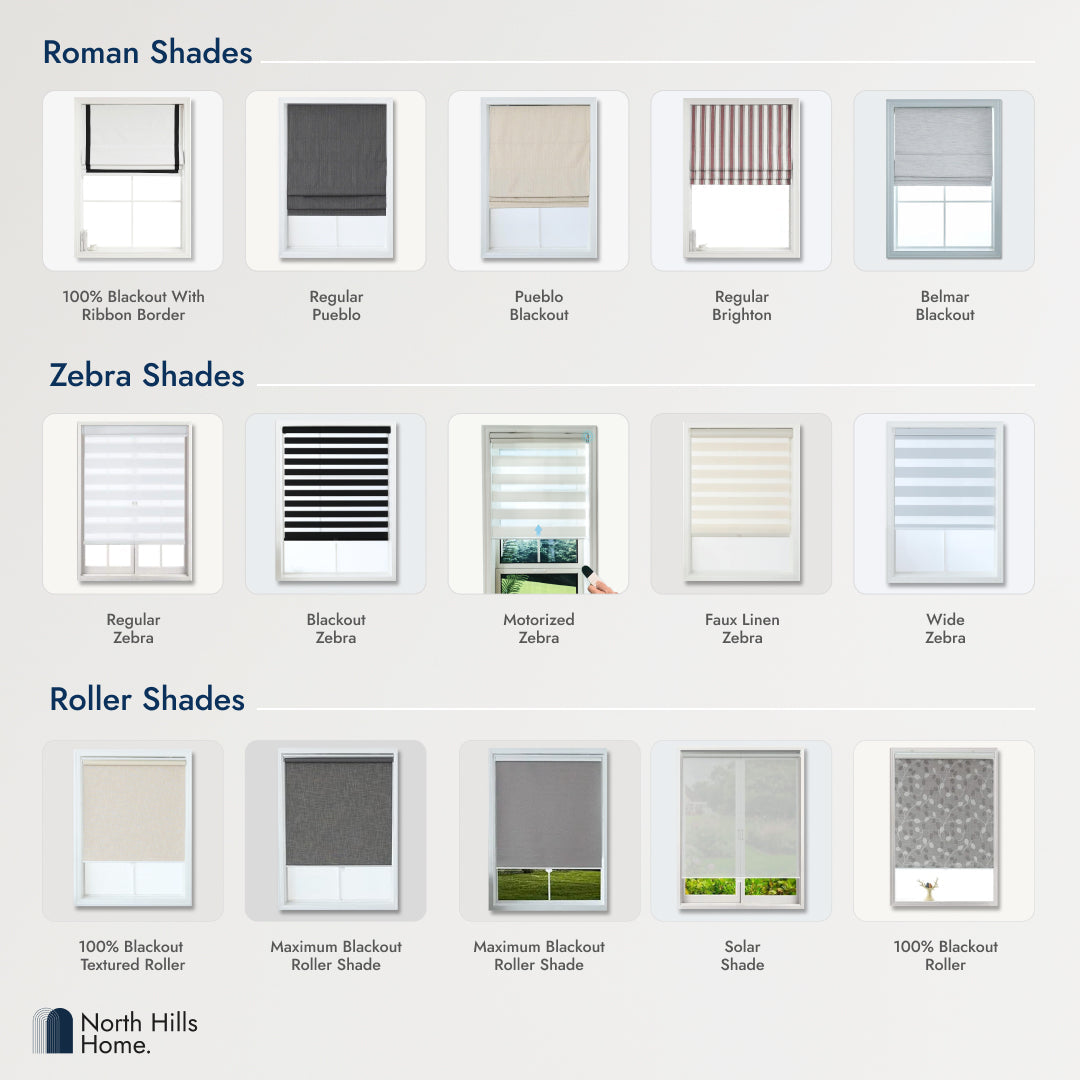 Roman Shades - Polyester Belgian 100% Blackout