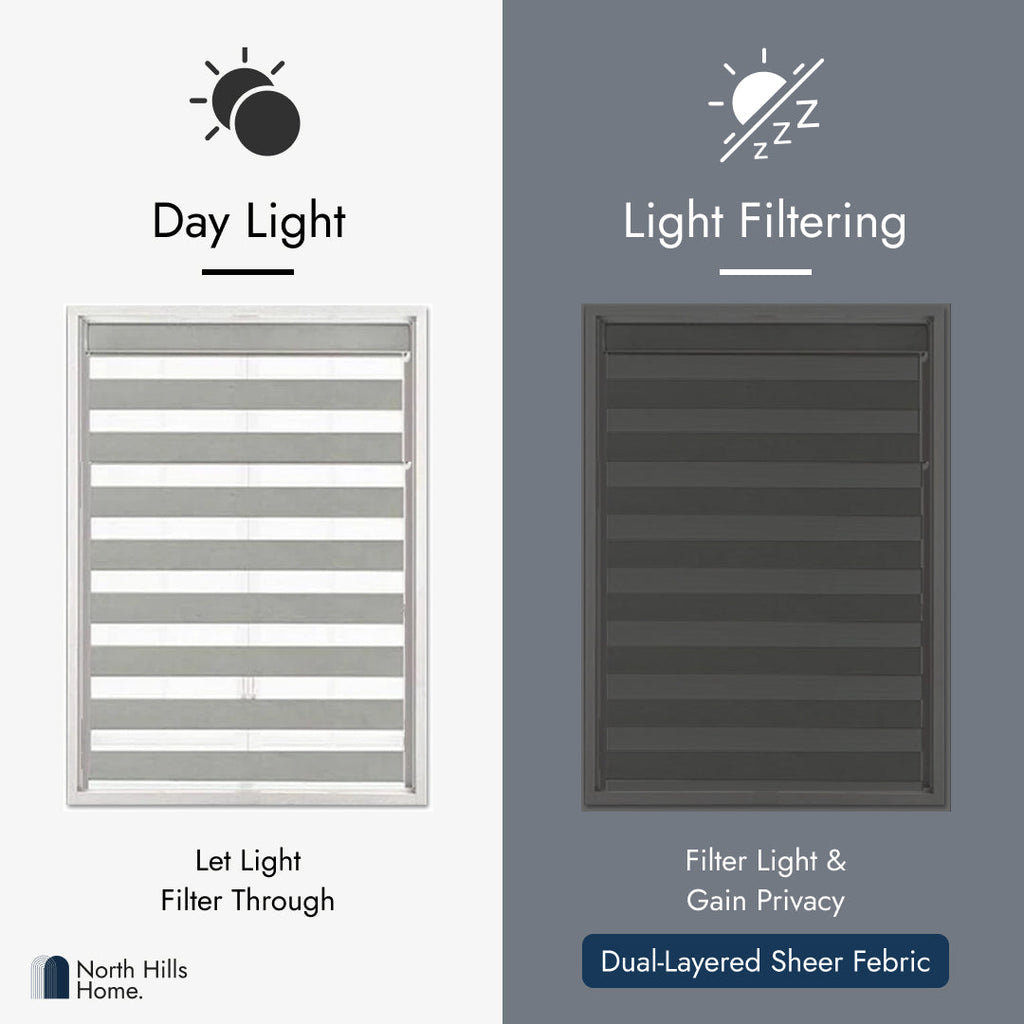 Zebra Shade Cordless, Dual Mode, Lets Light in and Blocks Light out