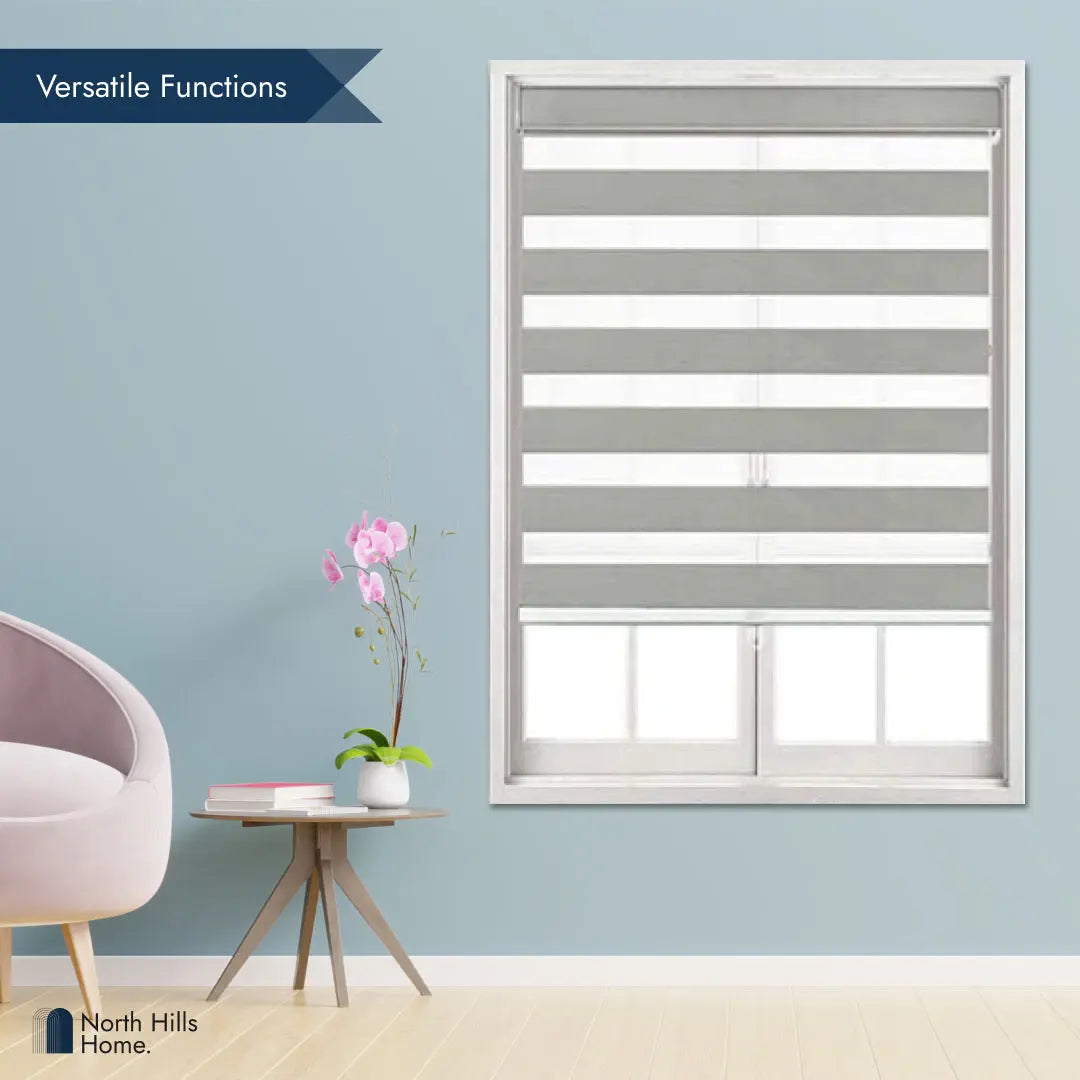 Zebra Blinds - Cordless Roller Blinds - Gray North Hills Home