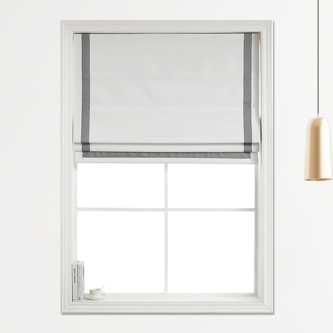 Polyester Greenwich 100% Blackout Roman Shade with Ribbon Border