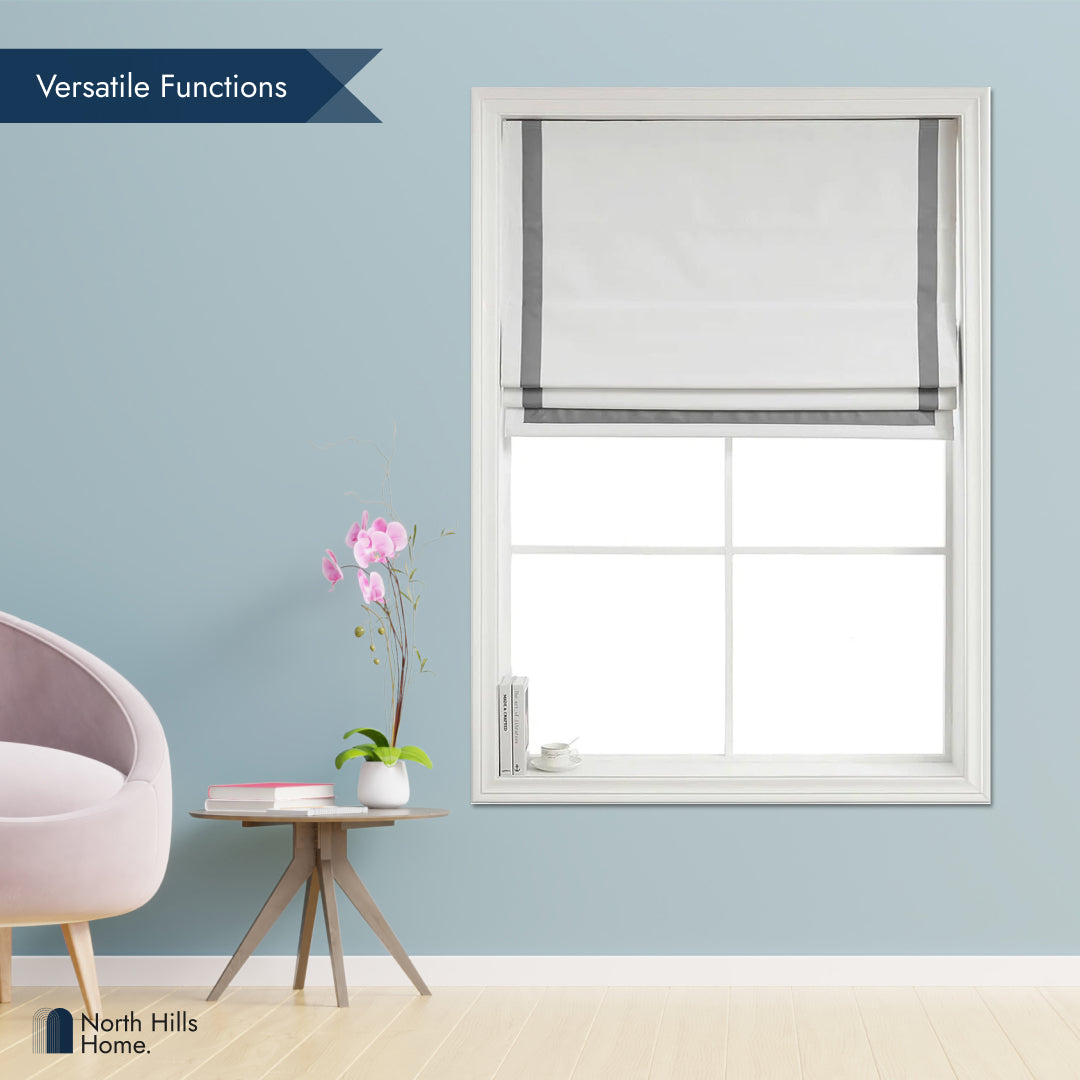 Polyester Greenwich 100% Blackout Roman Shade with Ribbon Border