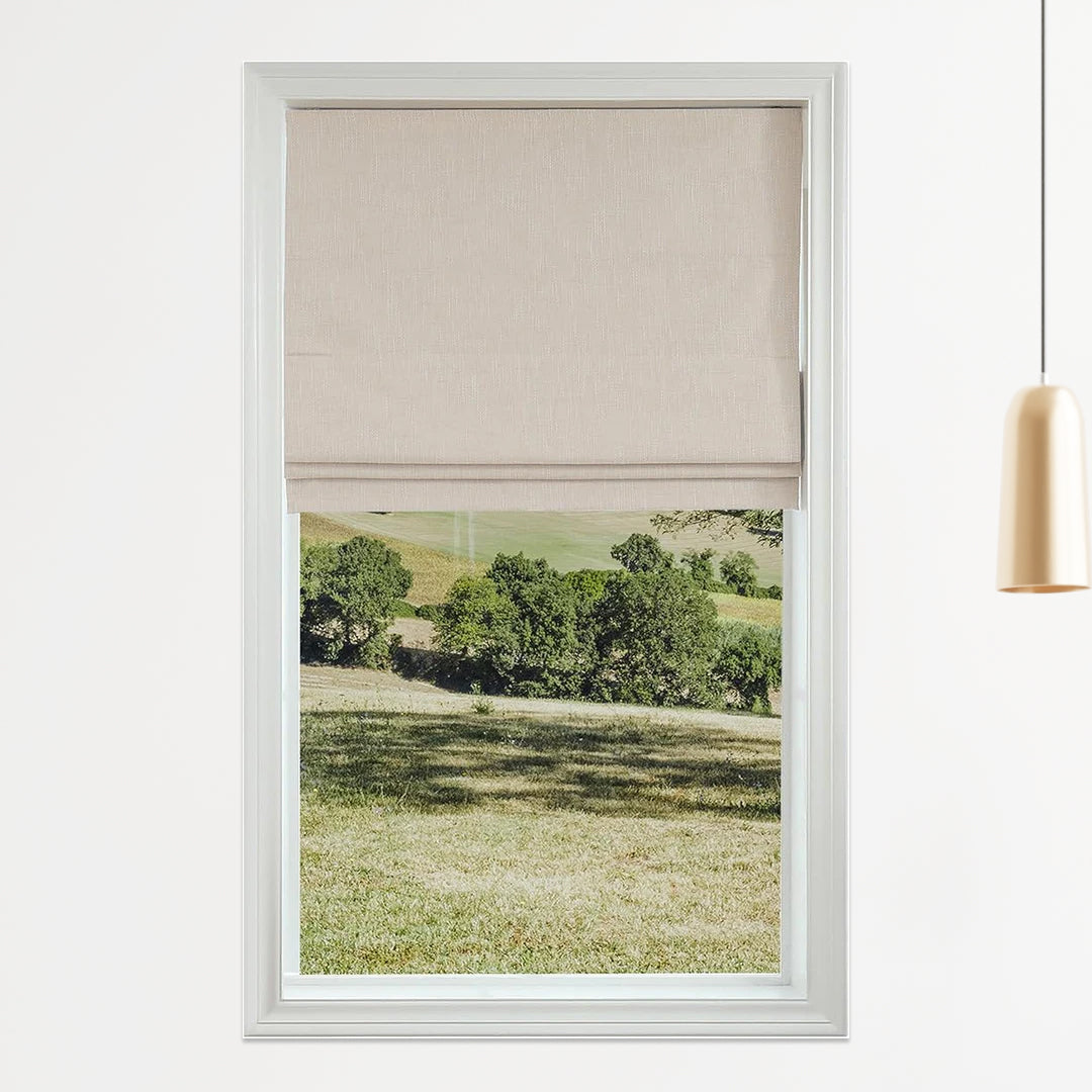 Roman Shades - Monet Dual Layered Blackout and Light Filtering with Woven Fabric