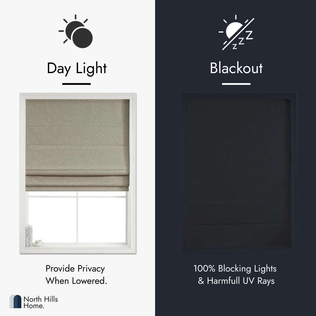 Roman Shades - Polyester Belgian 100% Blackout